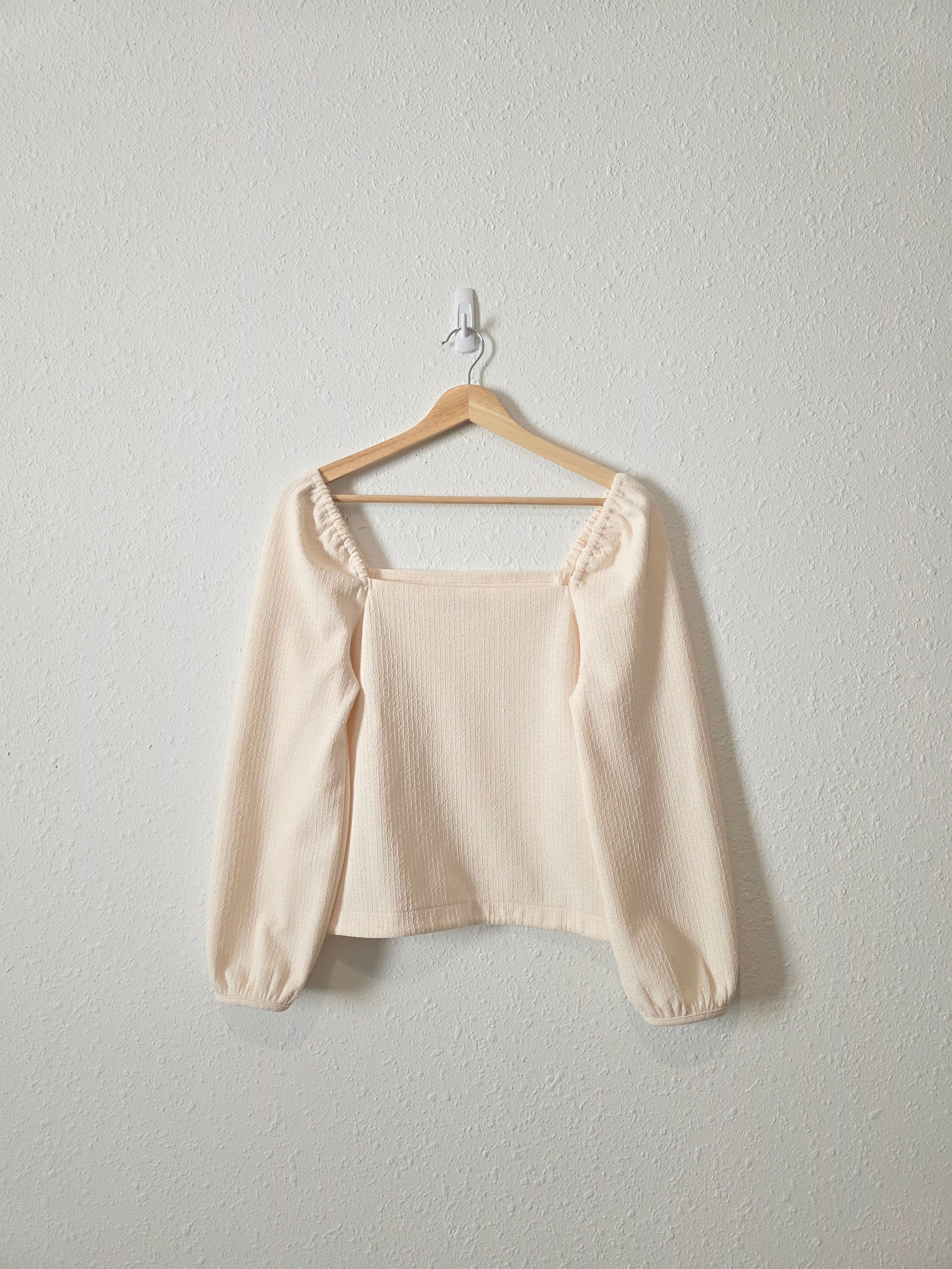 Madewell Puff Sleeve Textured Top (S)