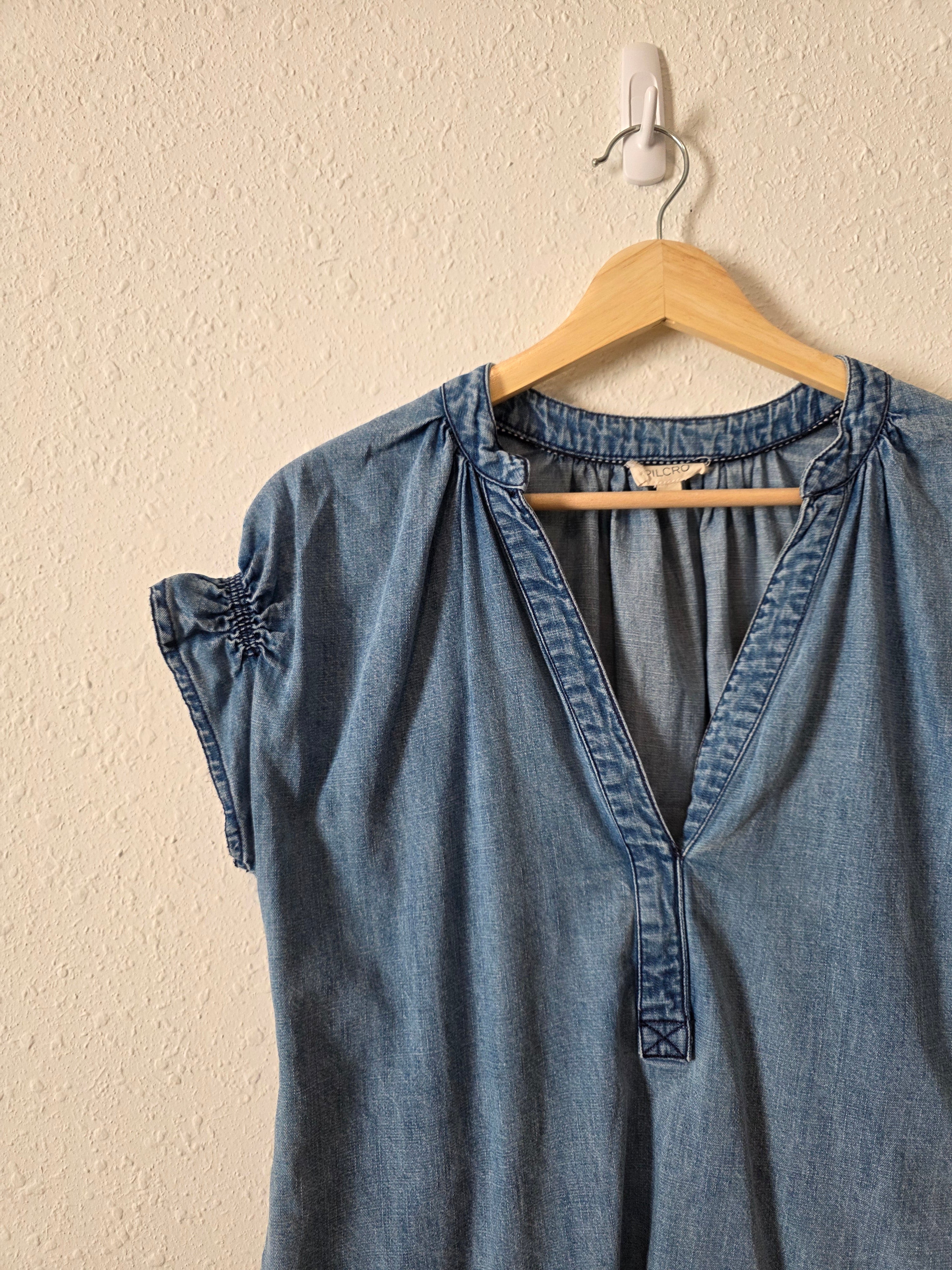 Anthropologie Pilcro Denim V Neck Top (XS)