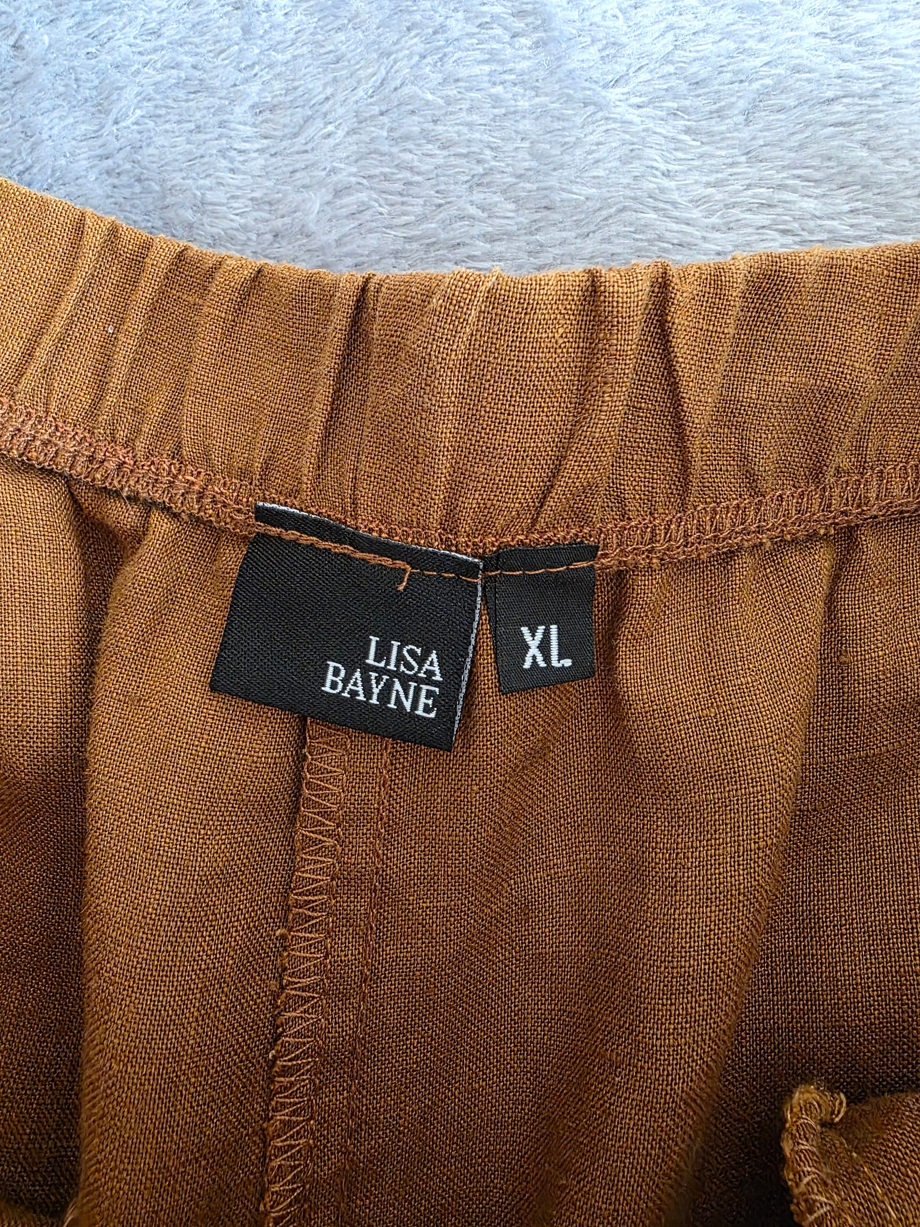 Lisa Bayne Barrel Linen Pants (XL)