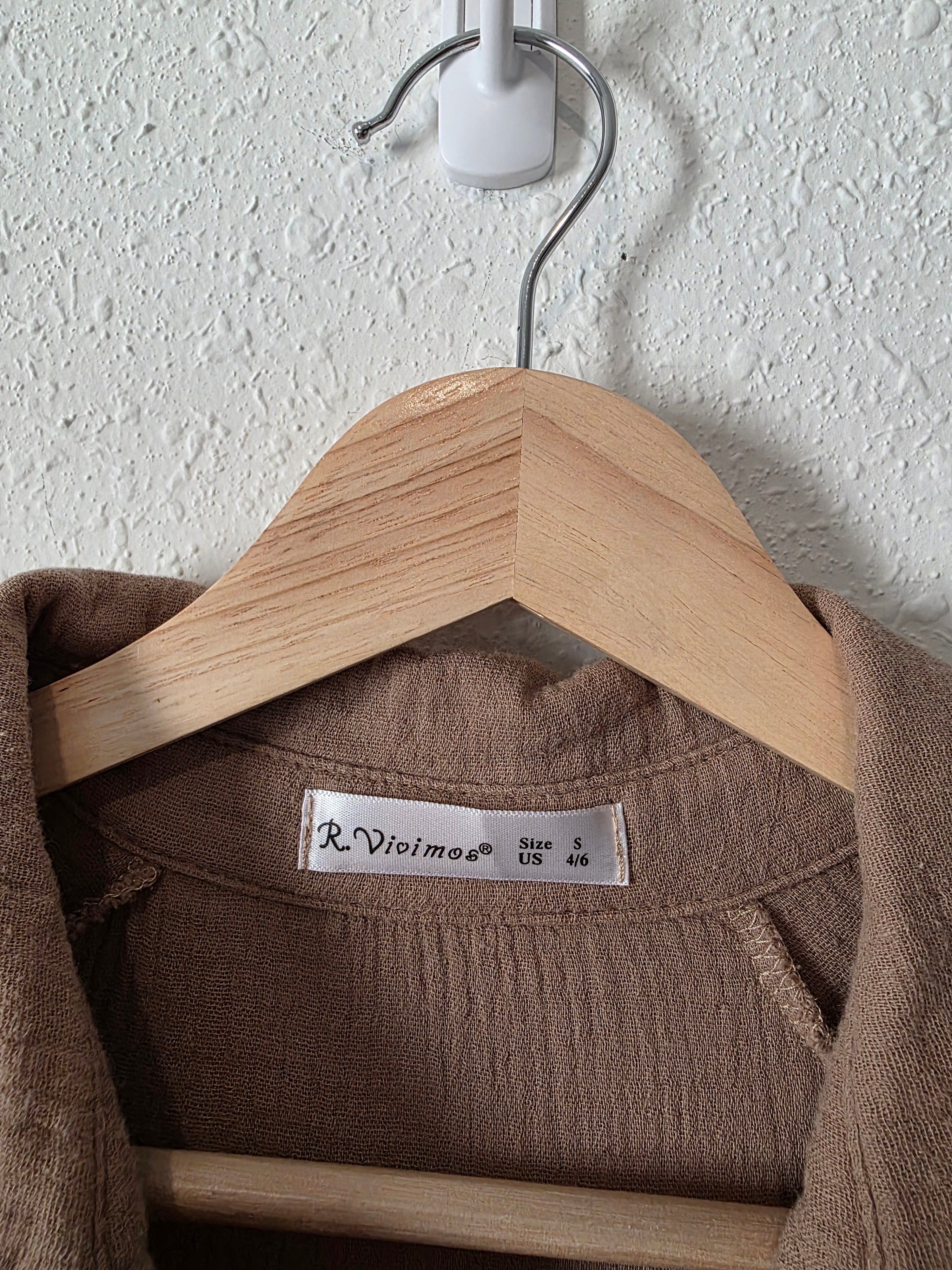 Brown Gauze Midi Dress (S)