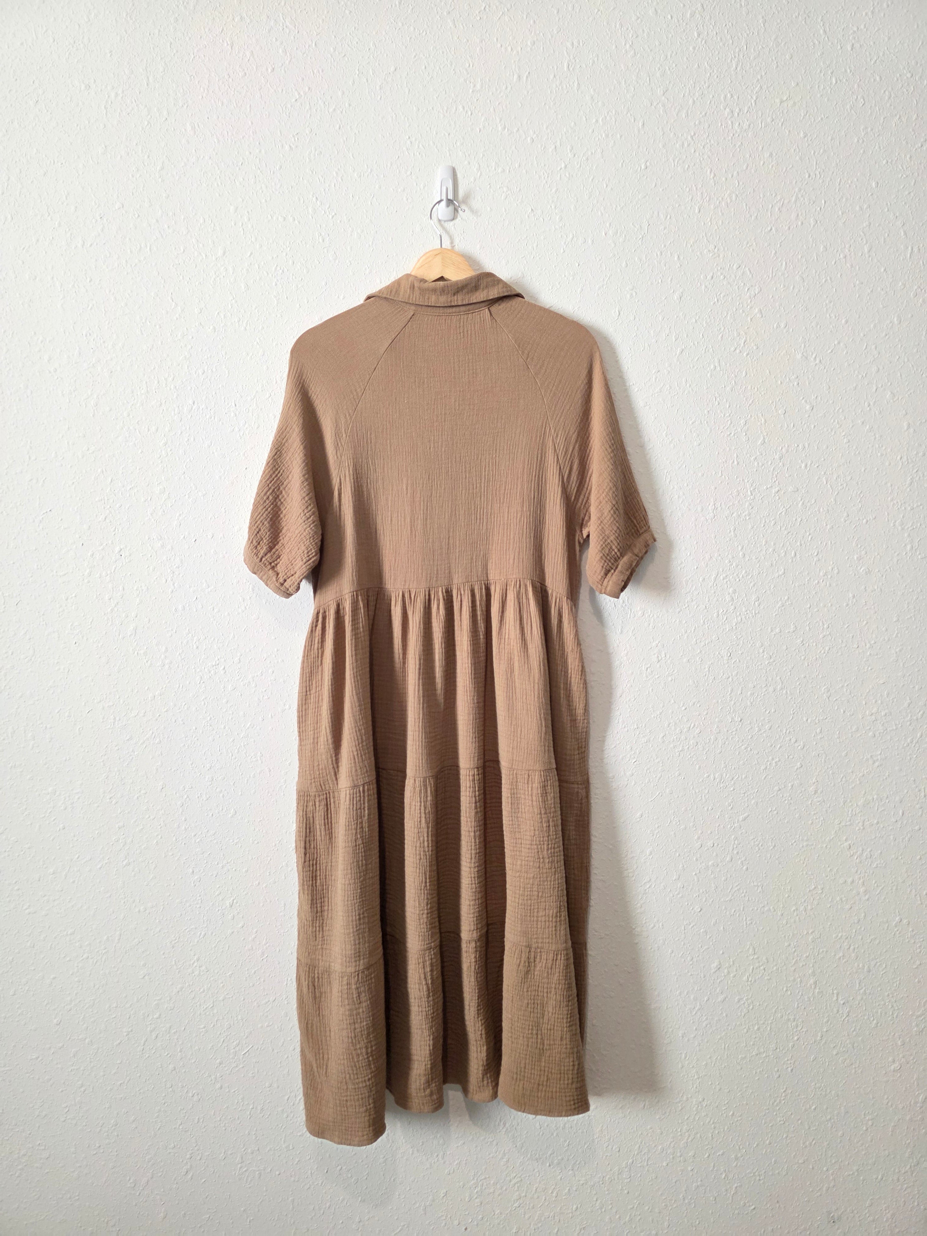 Brown Gauze Midi Dress (S)