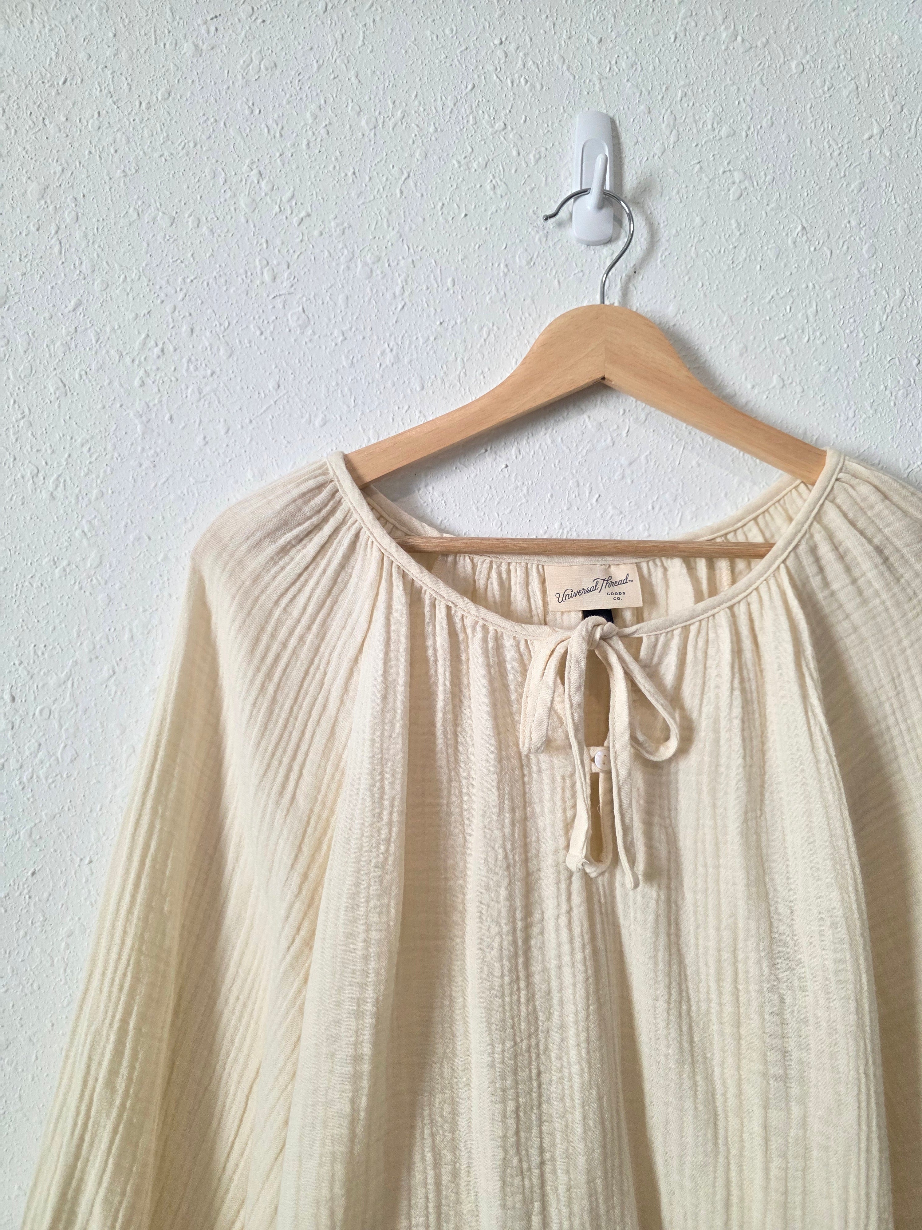Cotton Gauze Puff Sleeve Top (M)