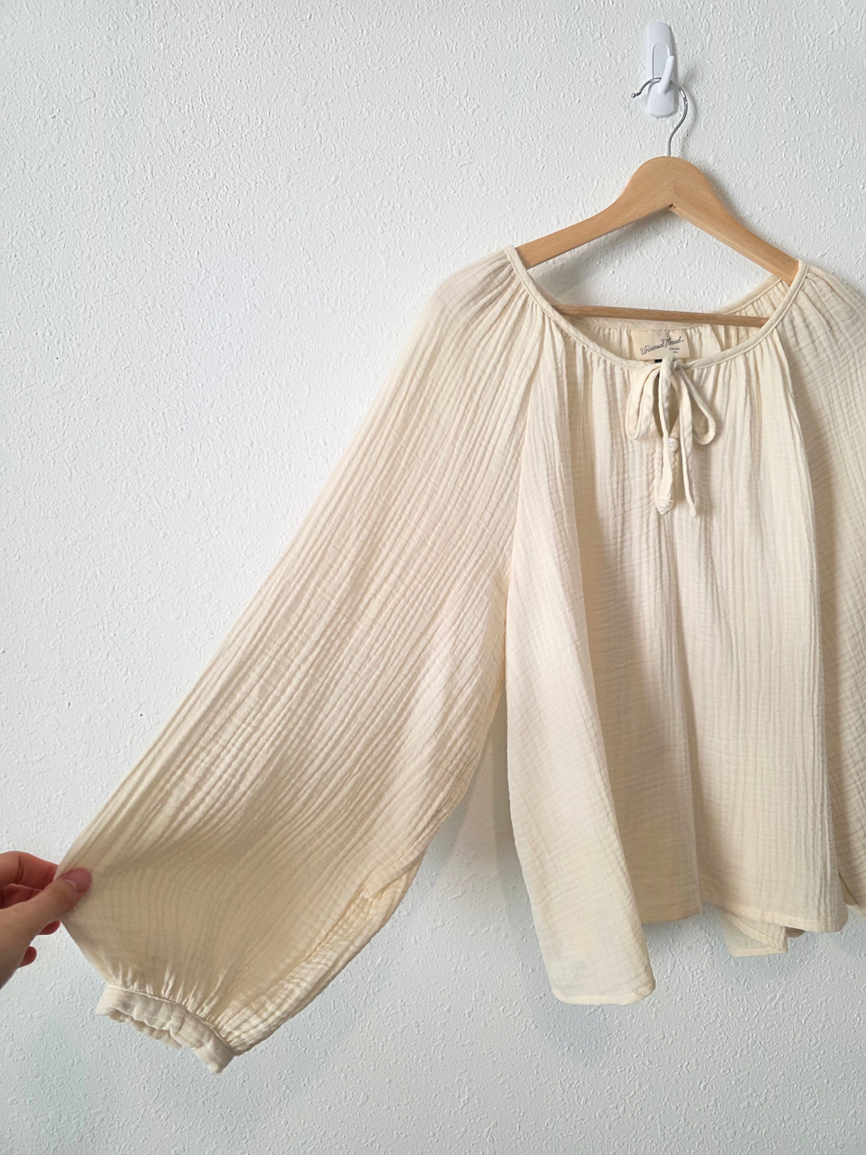 Cotton Gauze Puff Sleeve Top (M)