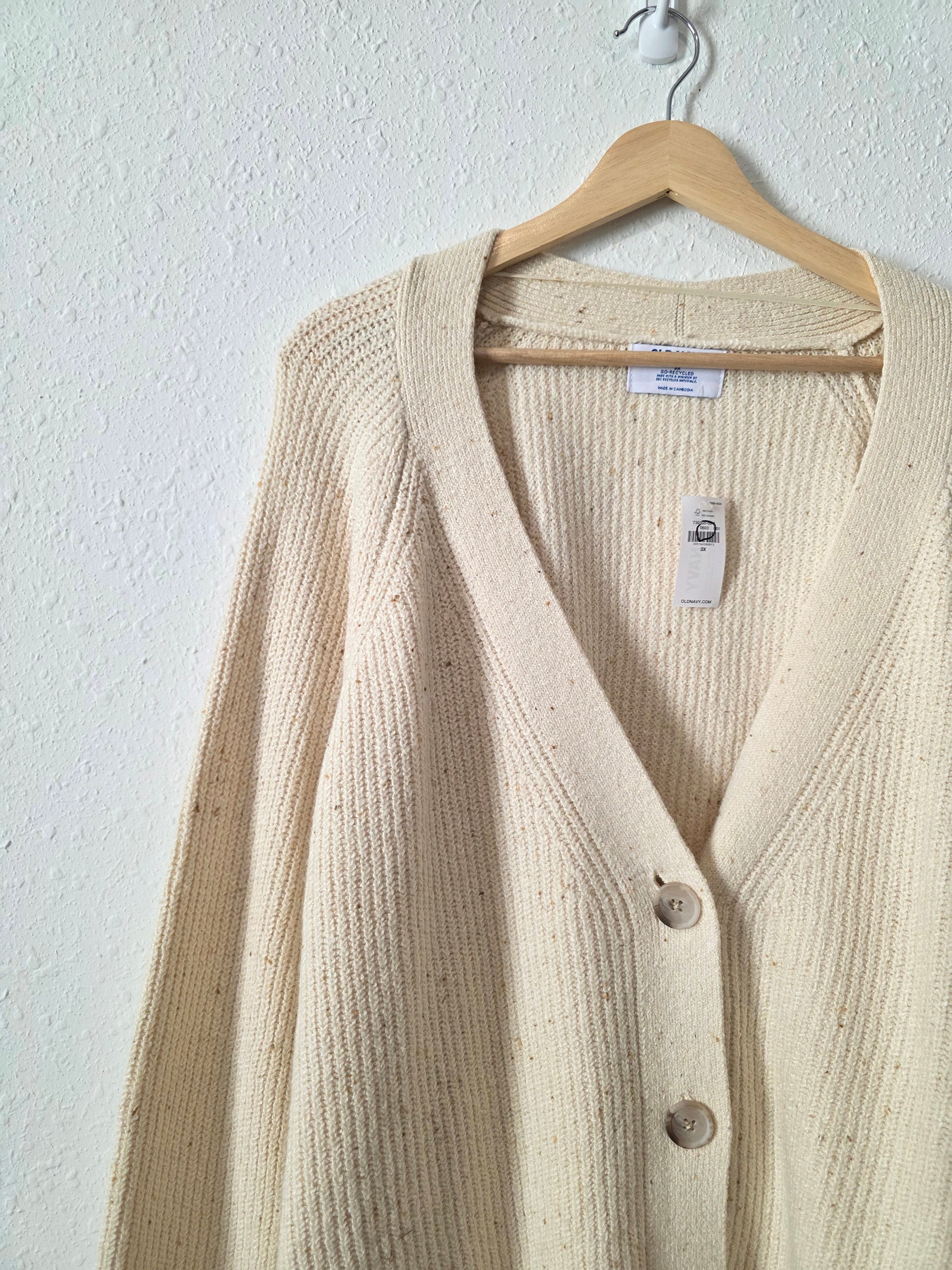 NEW Neutral Ribbed Cardigan (3X)