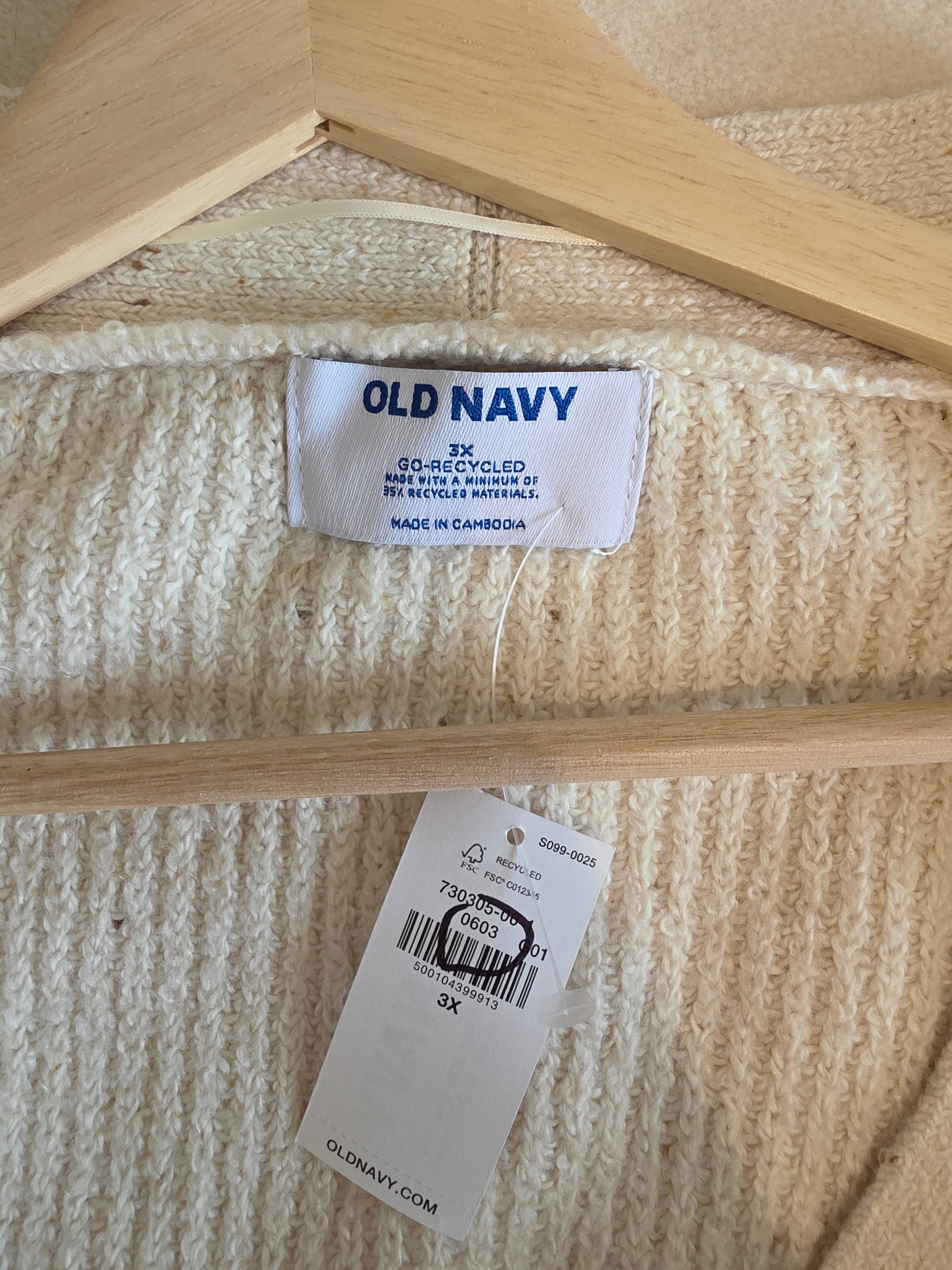 NEW Neutral Ribbed Cardigan (3X)