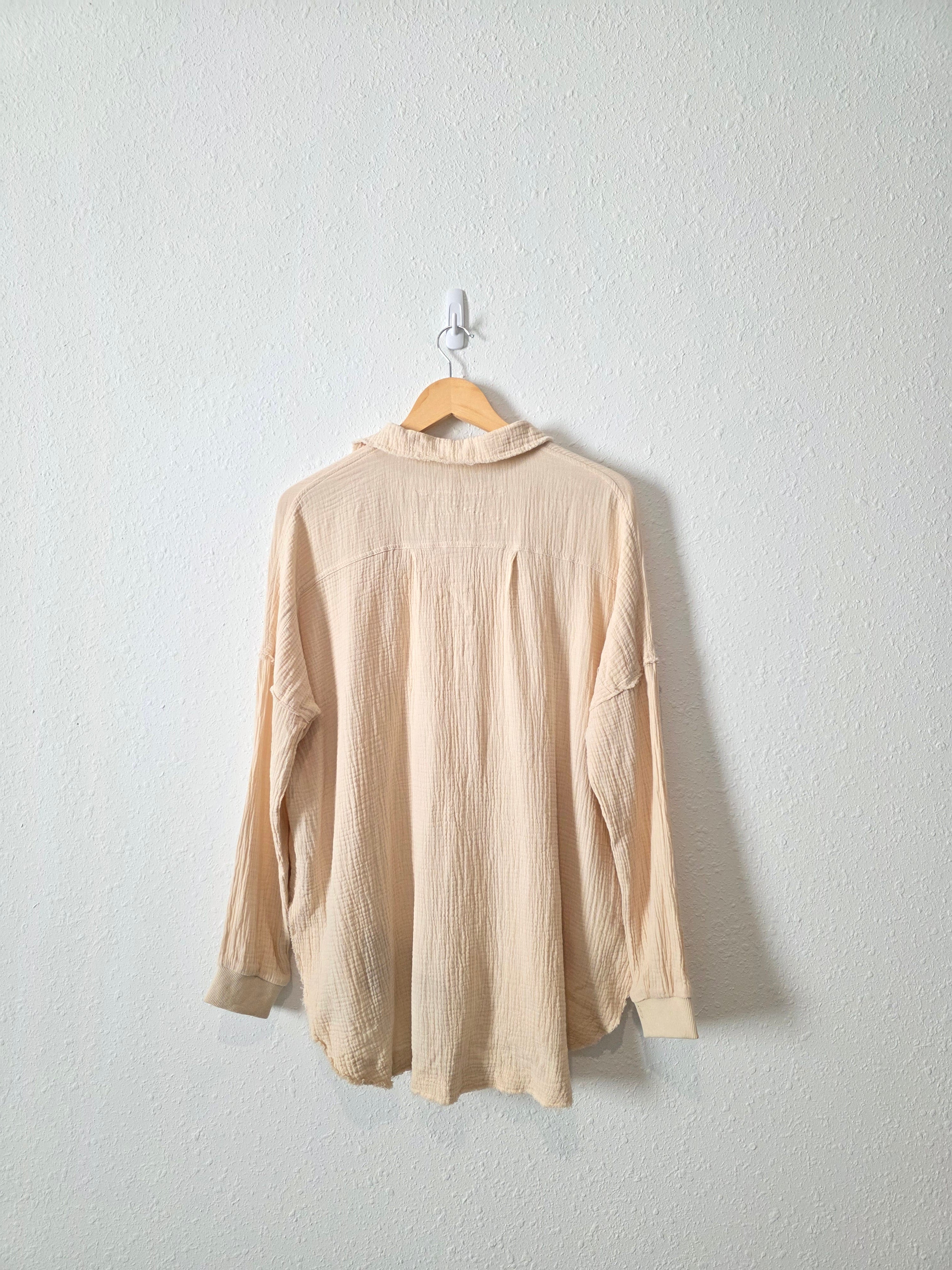 Pink Lily Cotton Gauze Button Up (S)