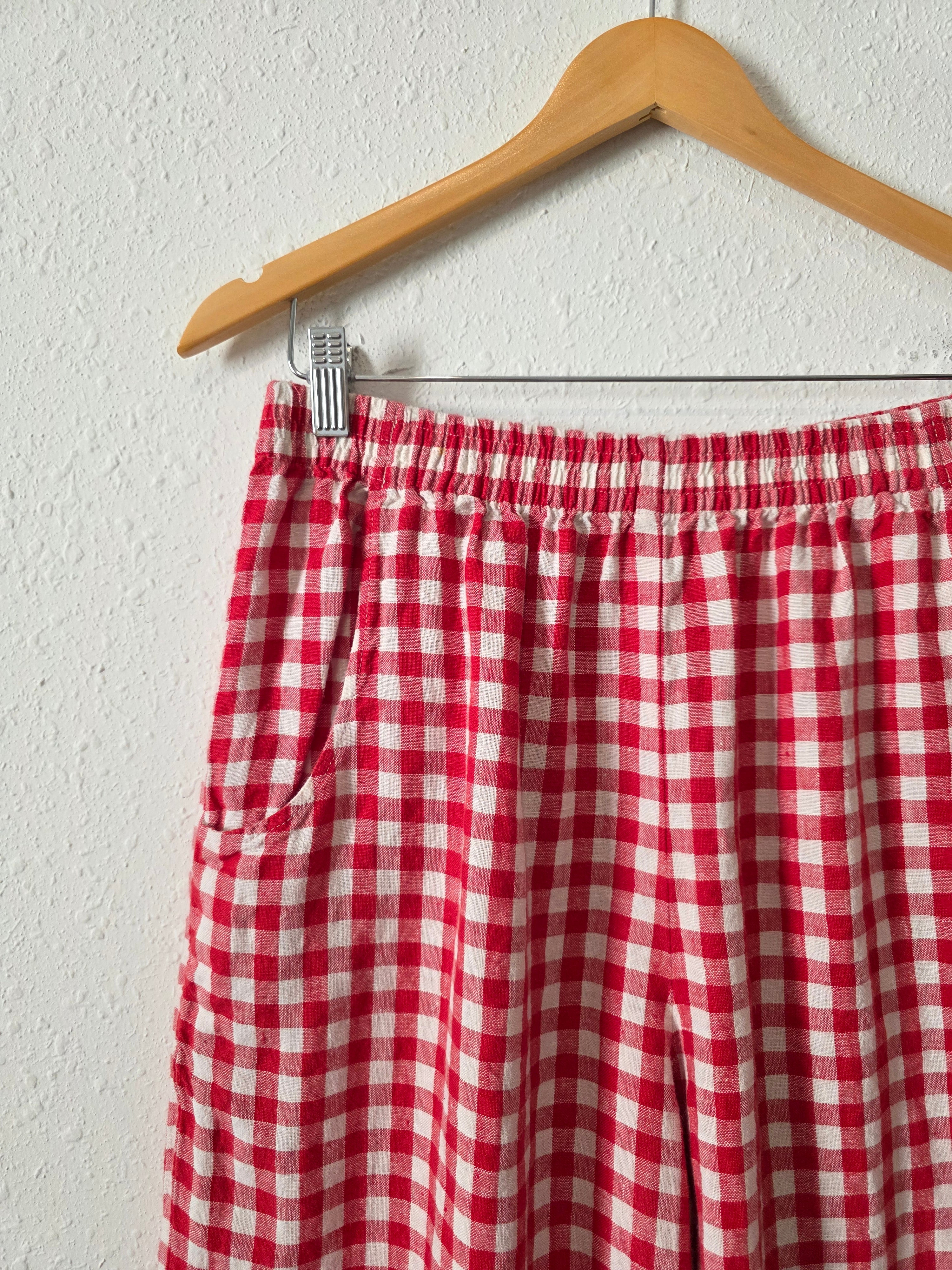 Linenfox Gingham Wide Leg Pants (Fits M/L)