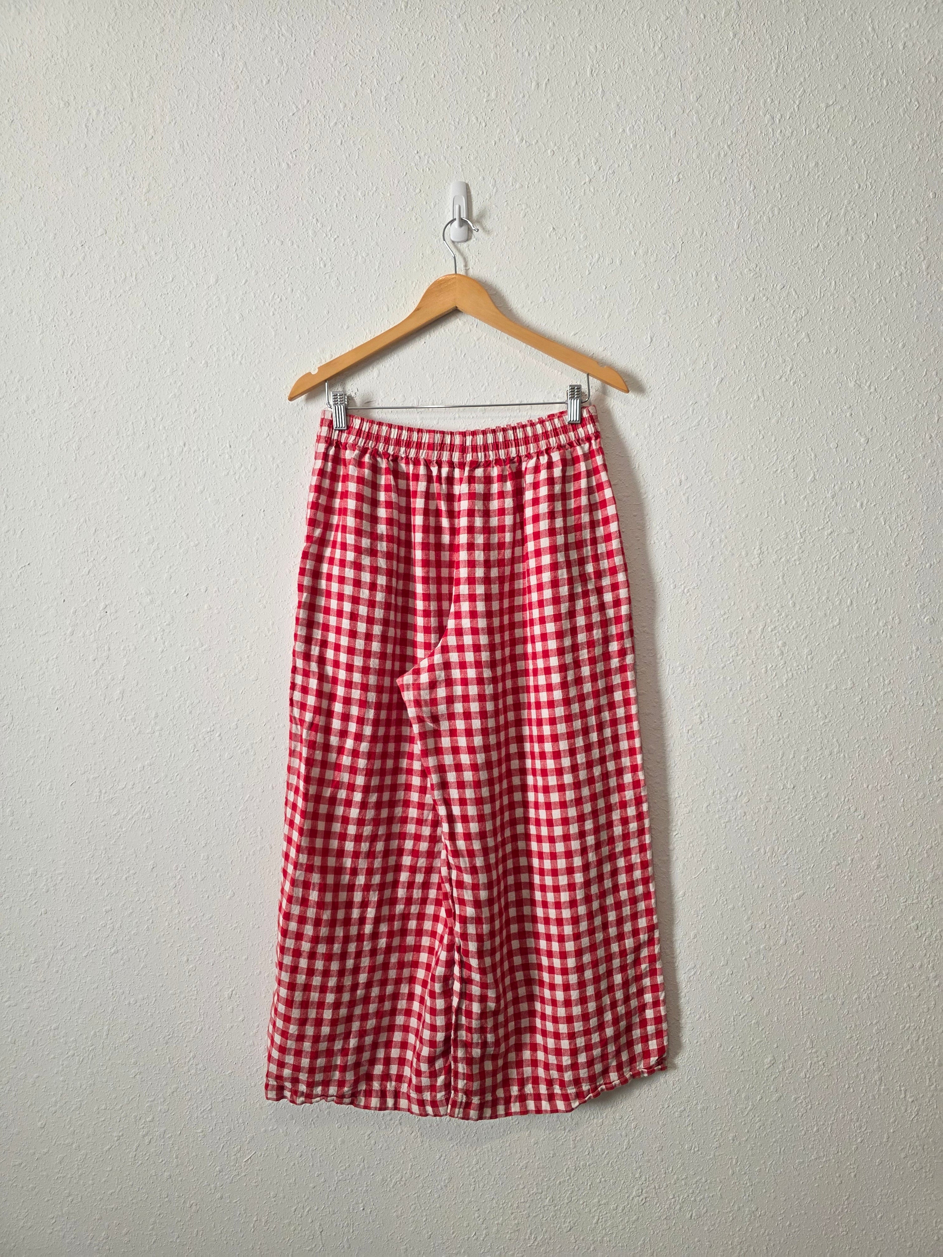 Linenfox Gingham Wide Leg Pants (Fits M/L)