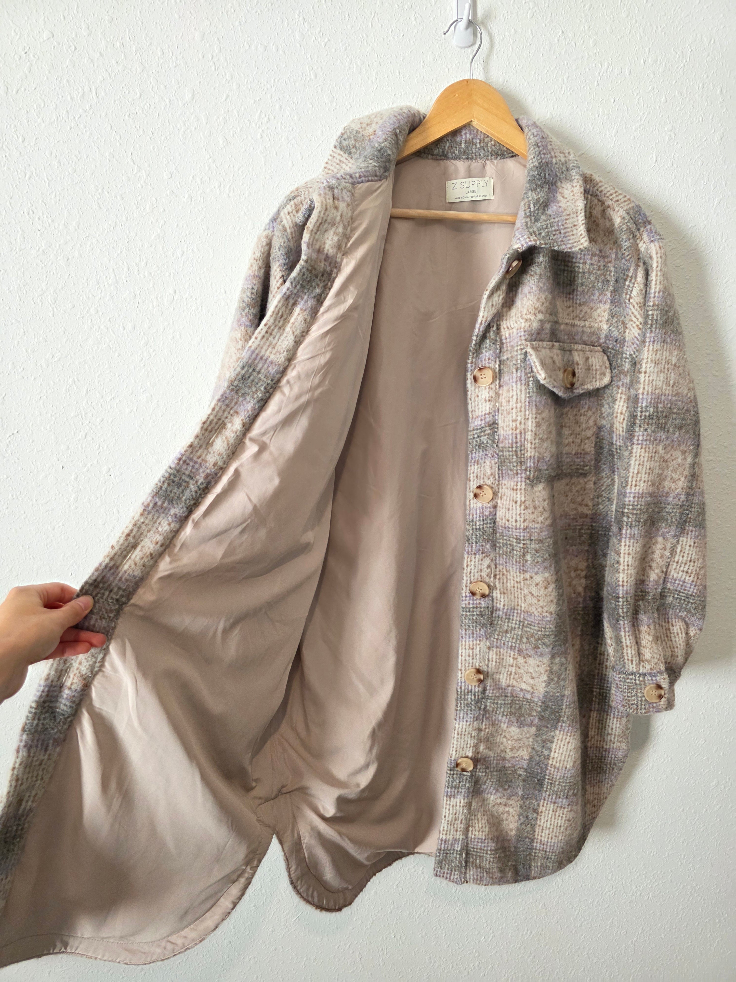 Z Supply Plaid Oversized Jacket (L)