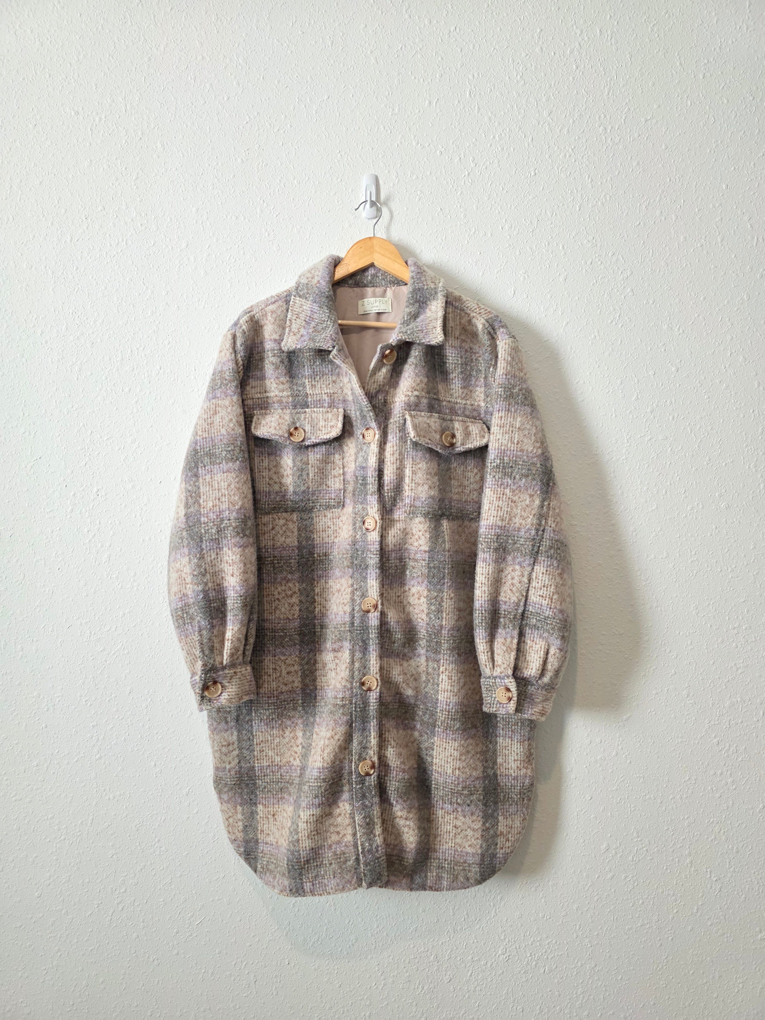 Z Supply Plaid Oversized Jacket (L)