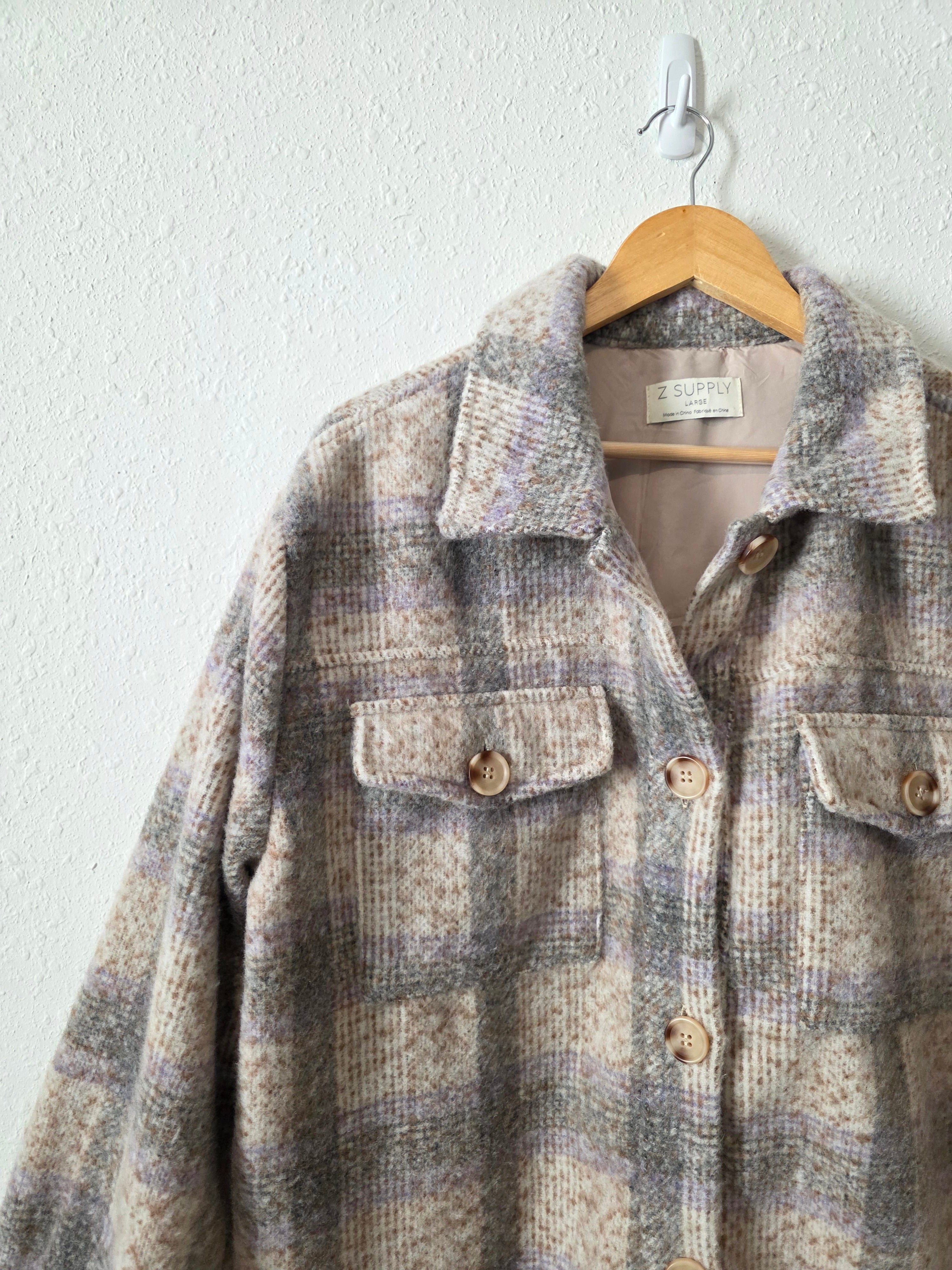 Z Supply Plaid Oversized Jacket (L)