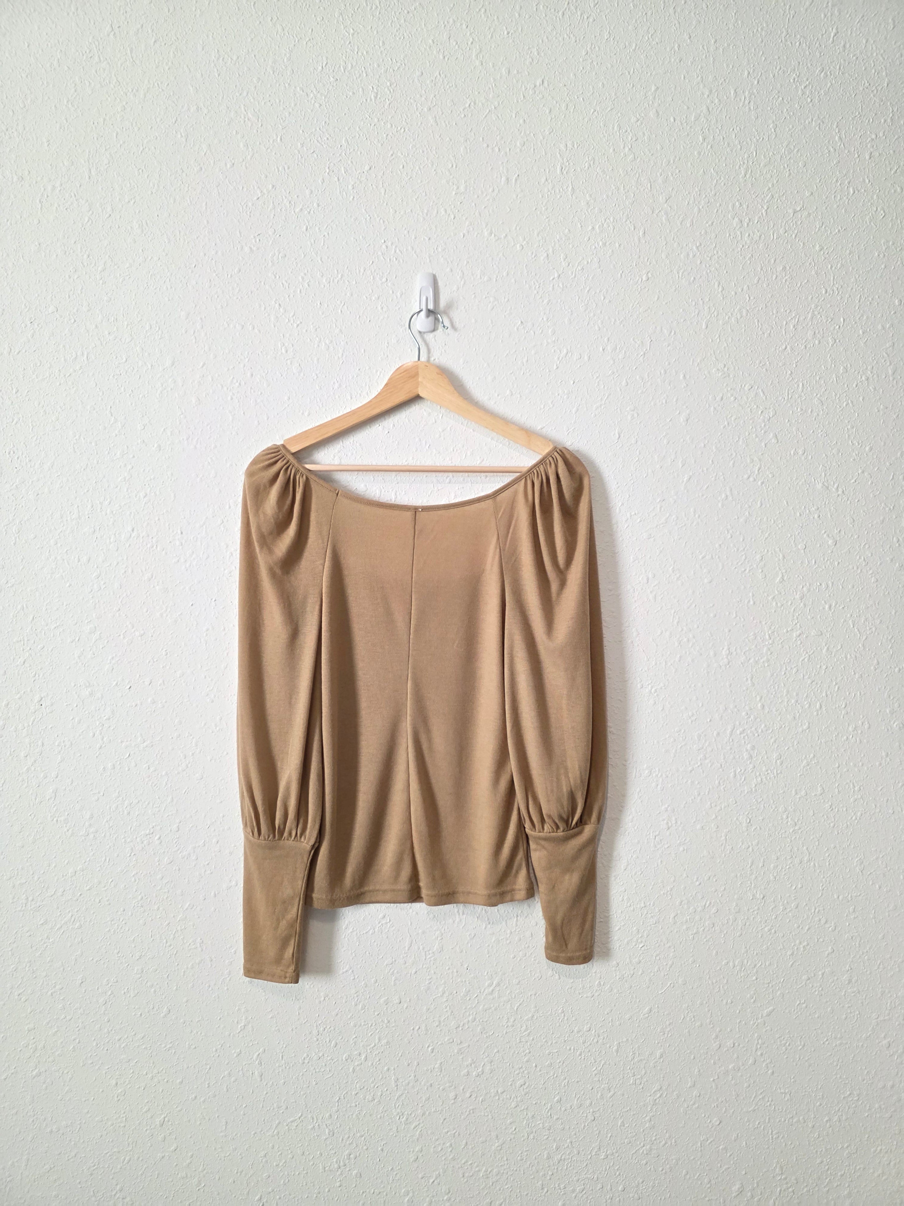Free People Ribbed Puff Sleeve Top (M)