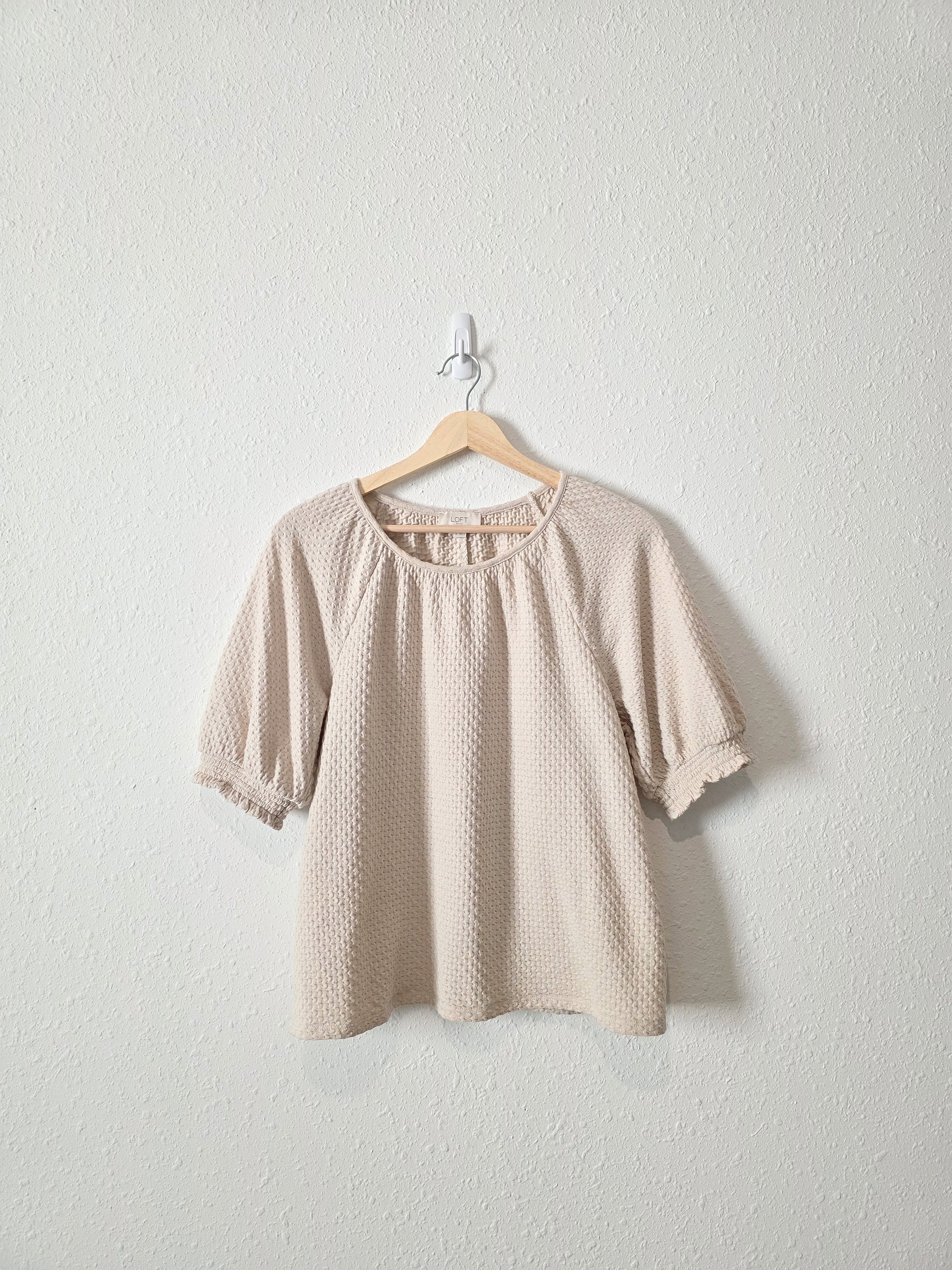 Loft Textured Puff Sleeve Top (M)