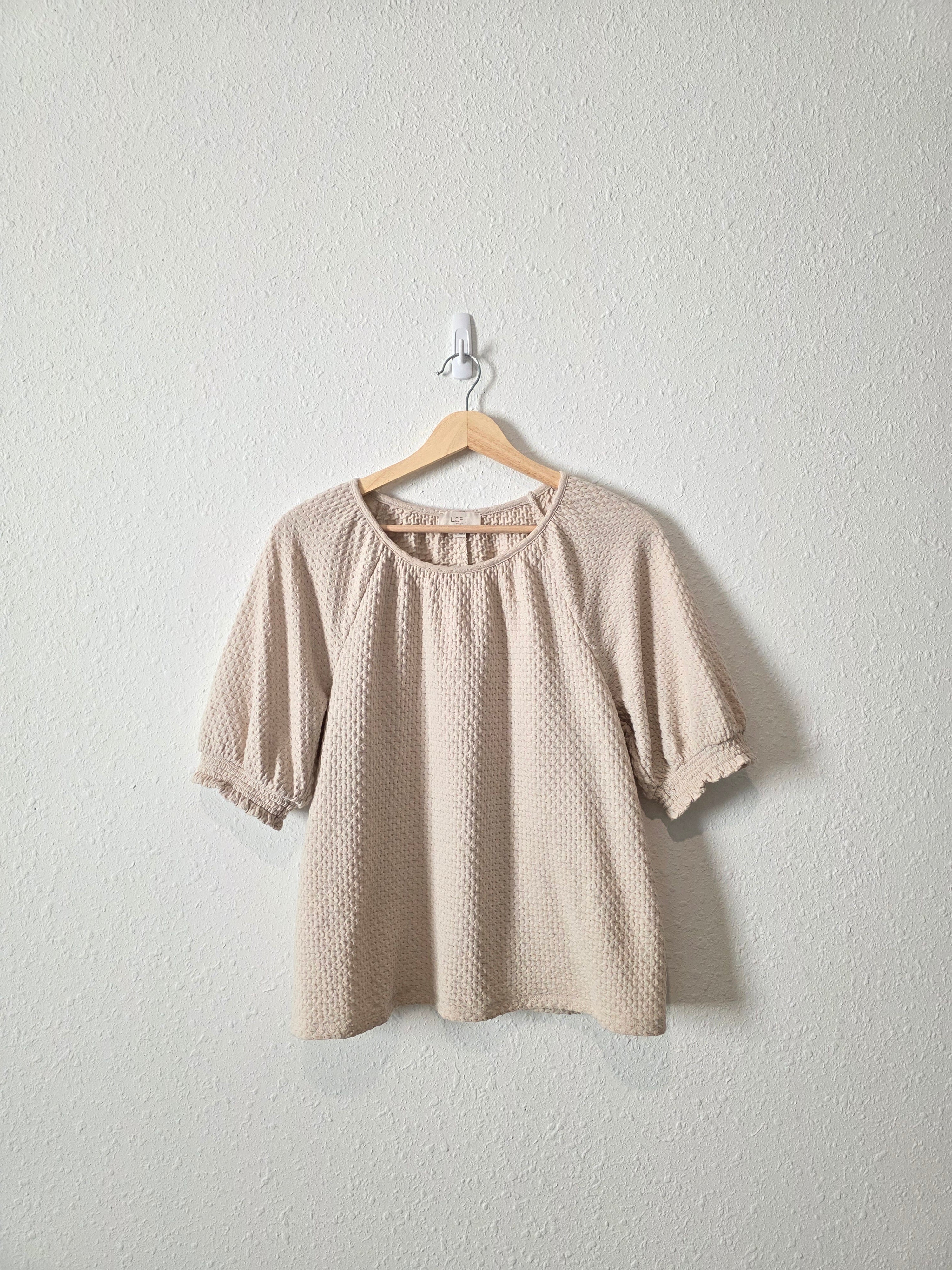 Loft Textured Puff Sleeve Top (M)
