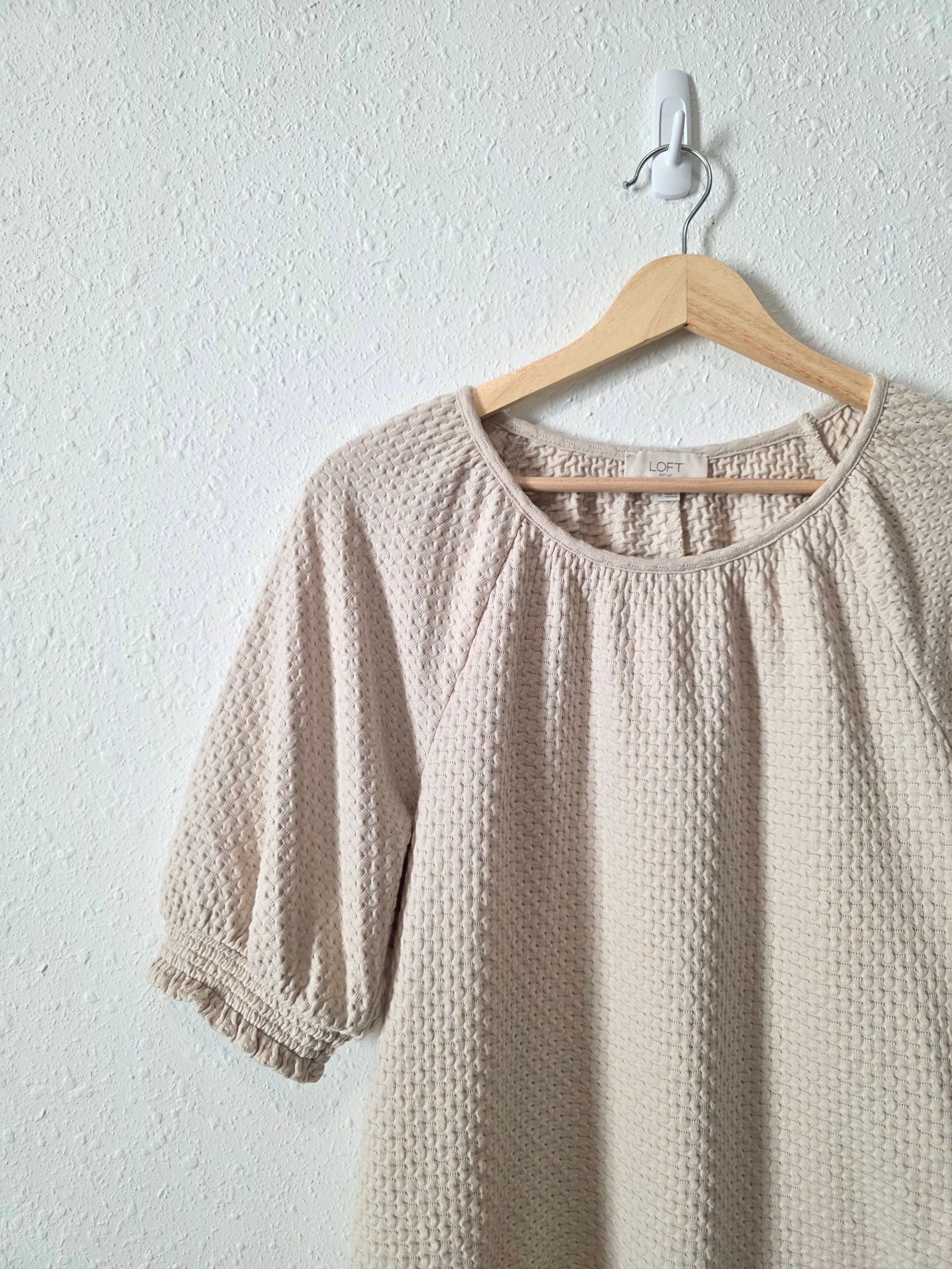 Loft Textured Puff Sleeve Top (M)