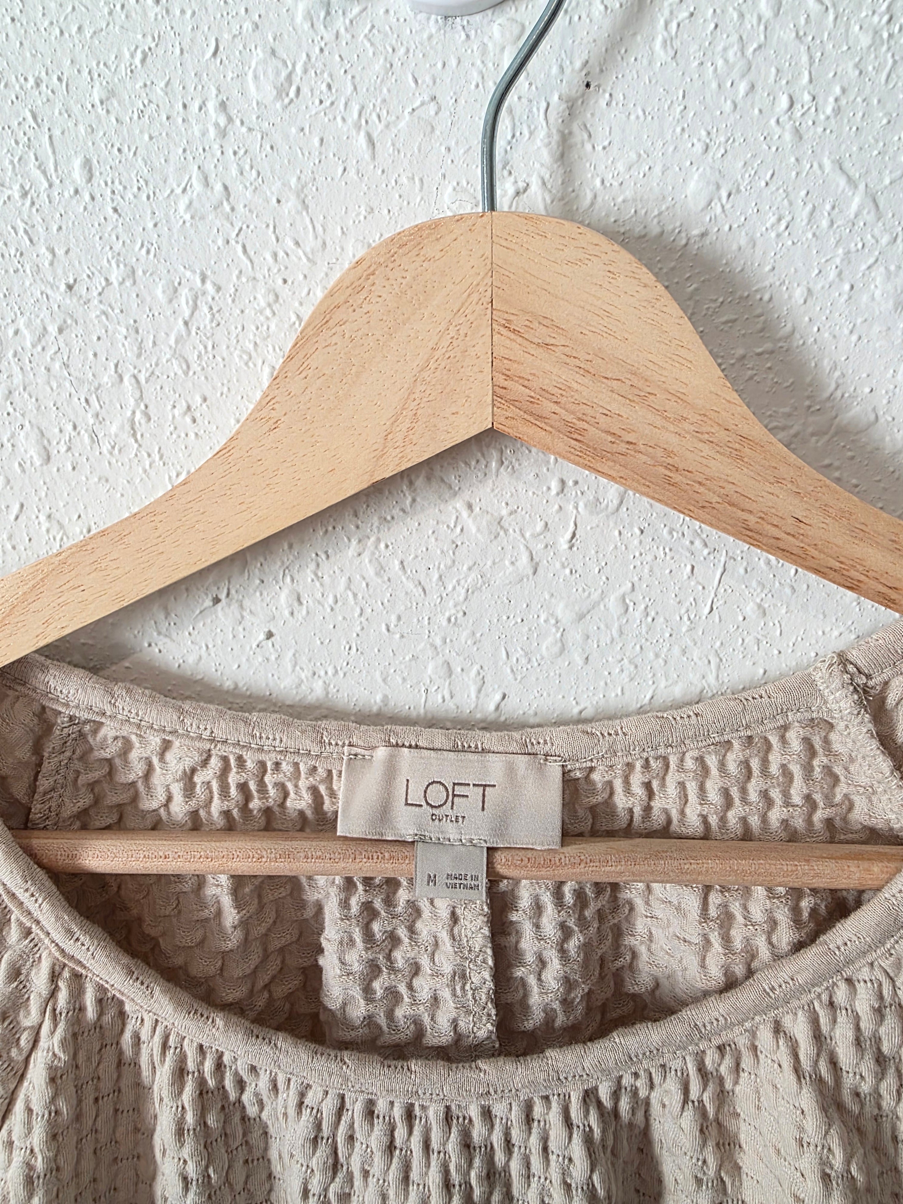 Loft Textured Puff Sleeve Top (M)