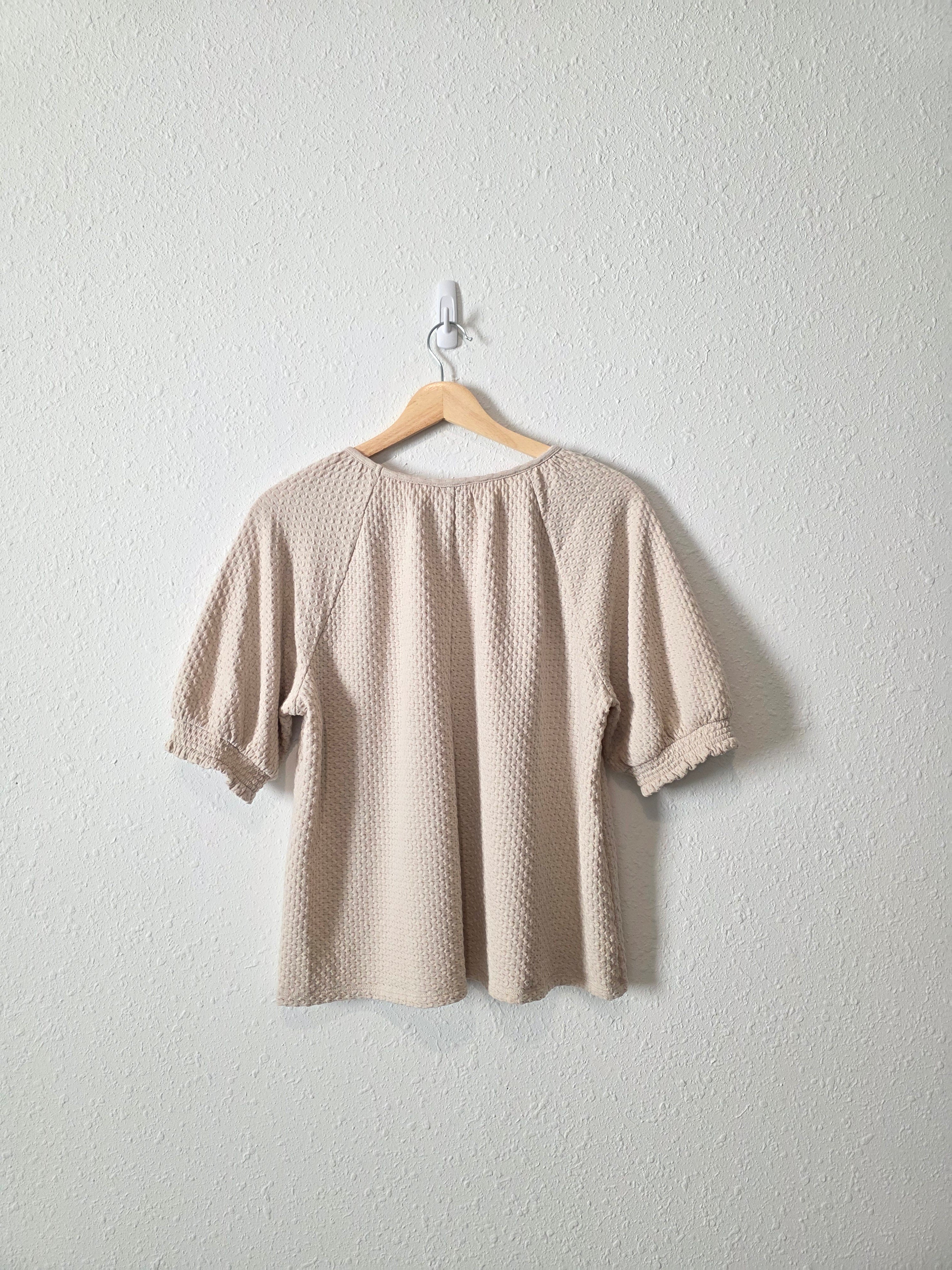 Loft Textured Puff Sleeve Top (M)