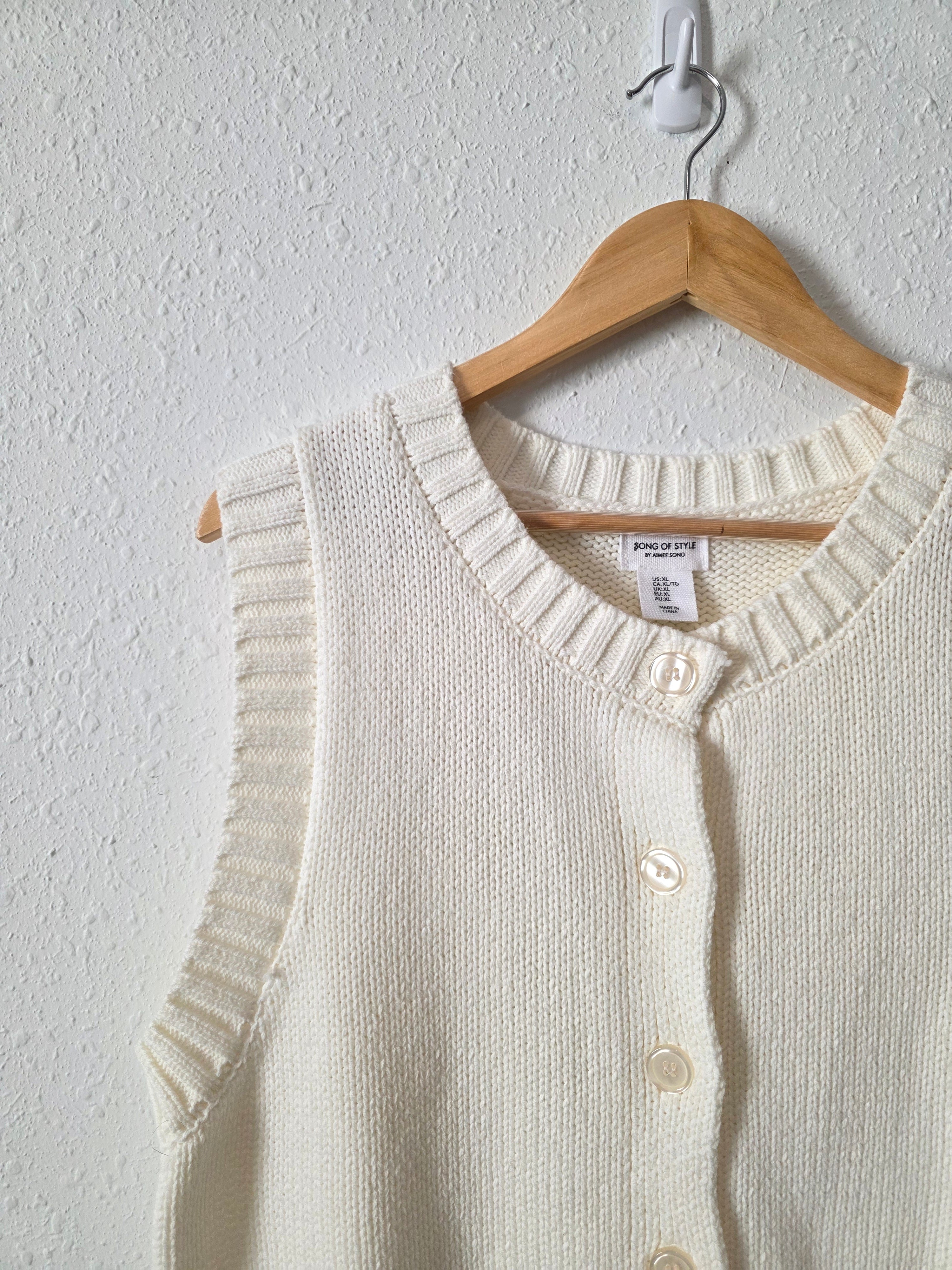 Cream Button Up Sweater Tank (XL)