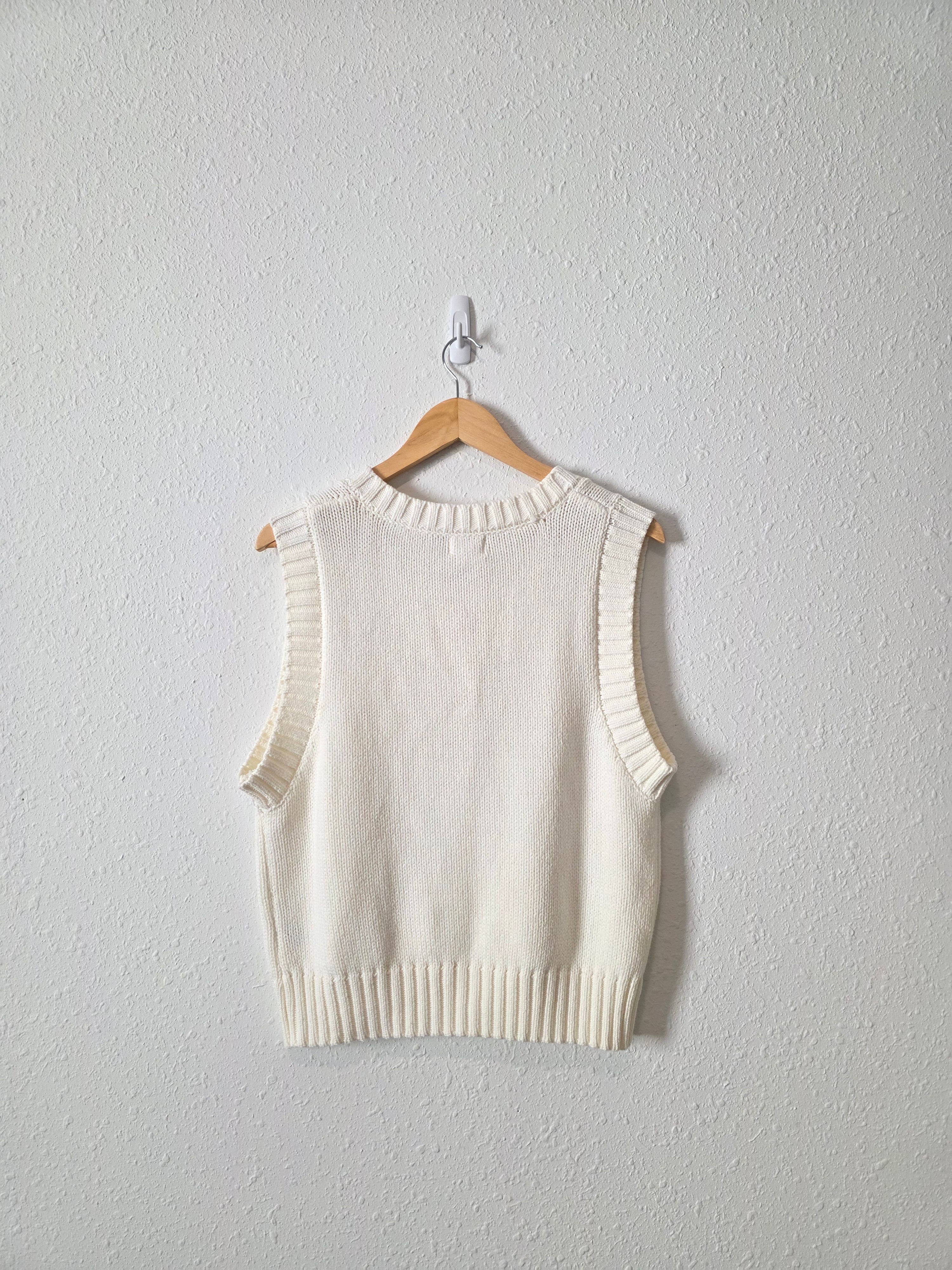 Cream Button Up Sweater Tank (XL)