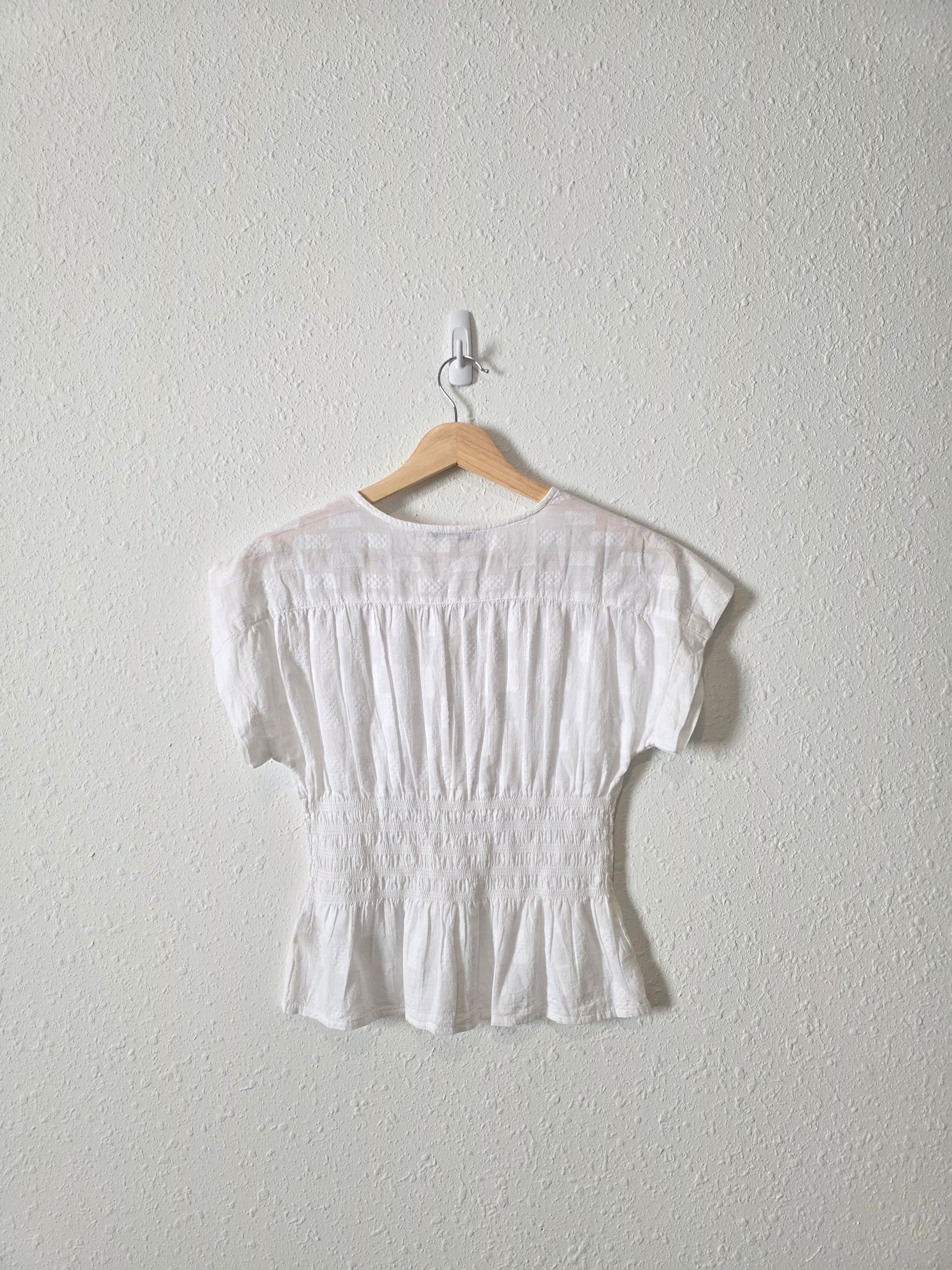 NEW Madewell White Smocked Top (XS)