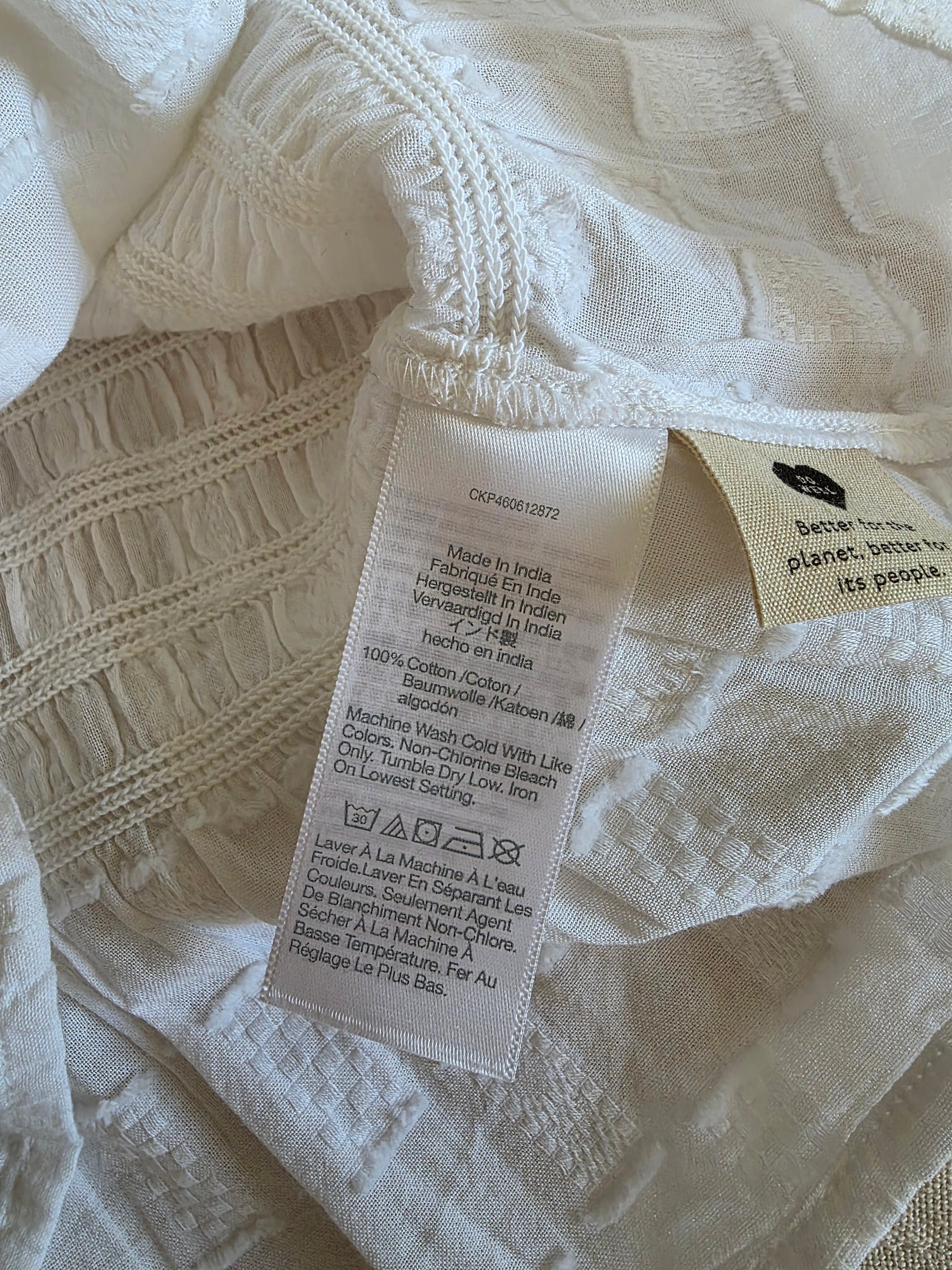 NEW Madewell White Smocked Top (XS)