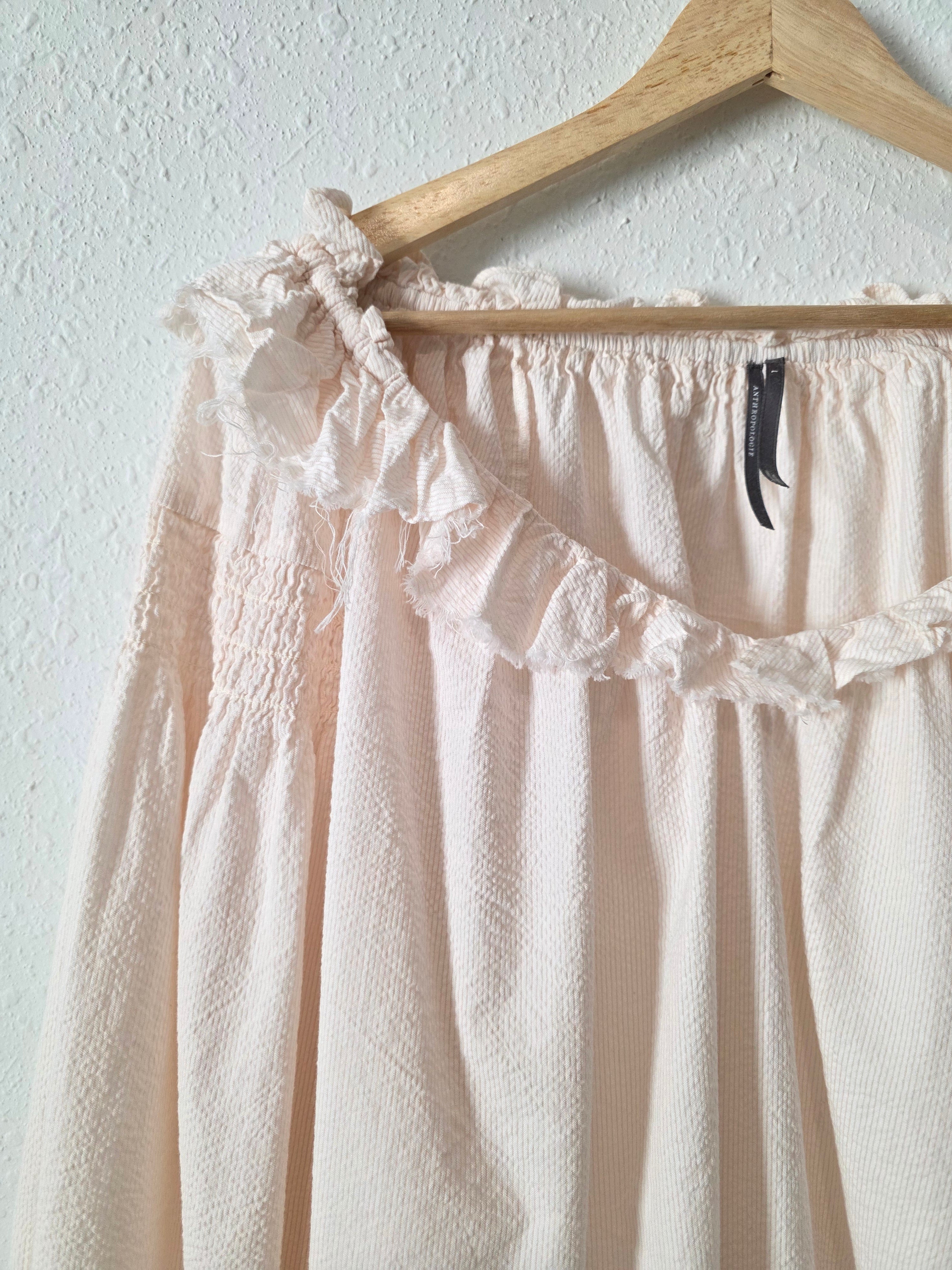 Anthropologie Striped Puff Sleeve Top (L)