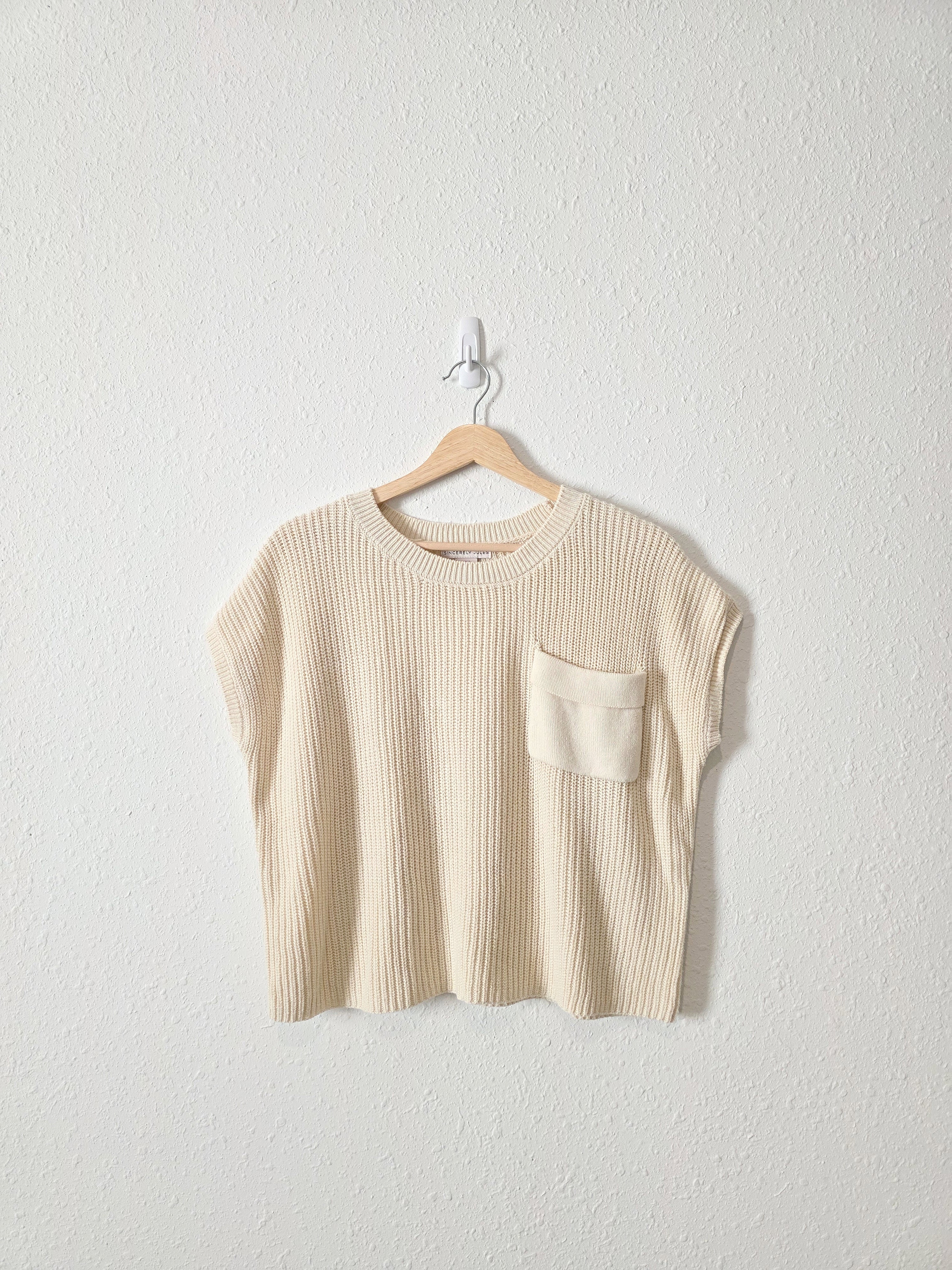 Cream Ribbed Knit Top (M)