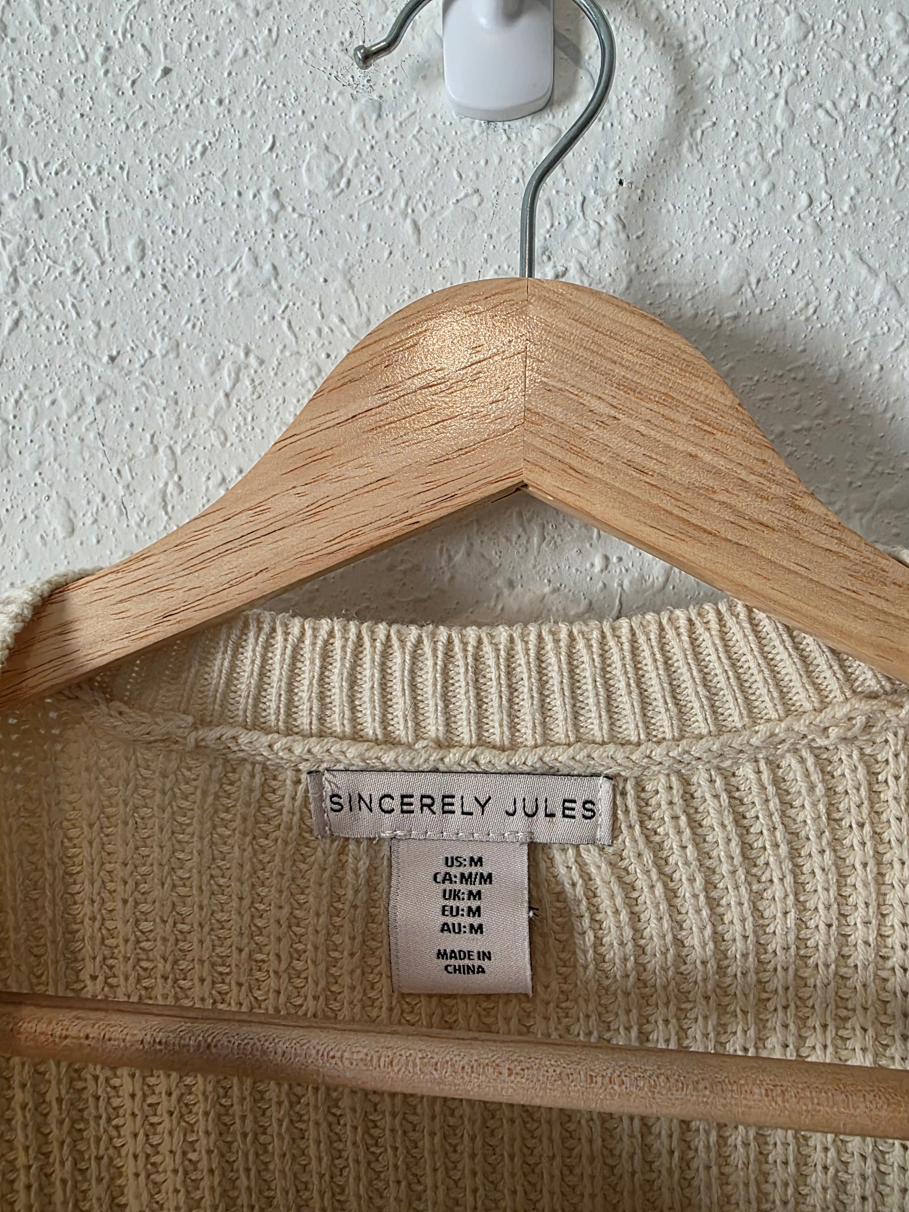 Cream Ribbed Knit Top (M)