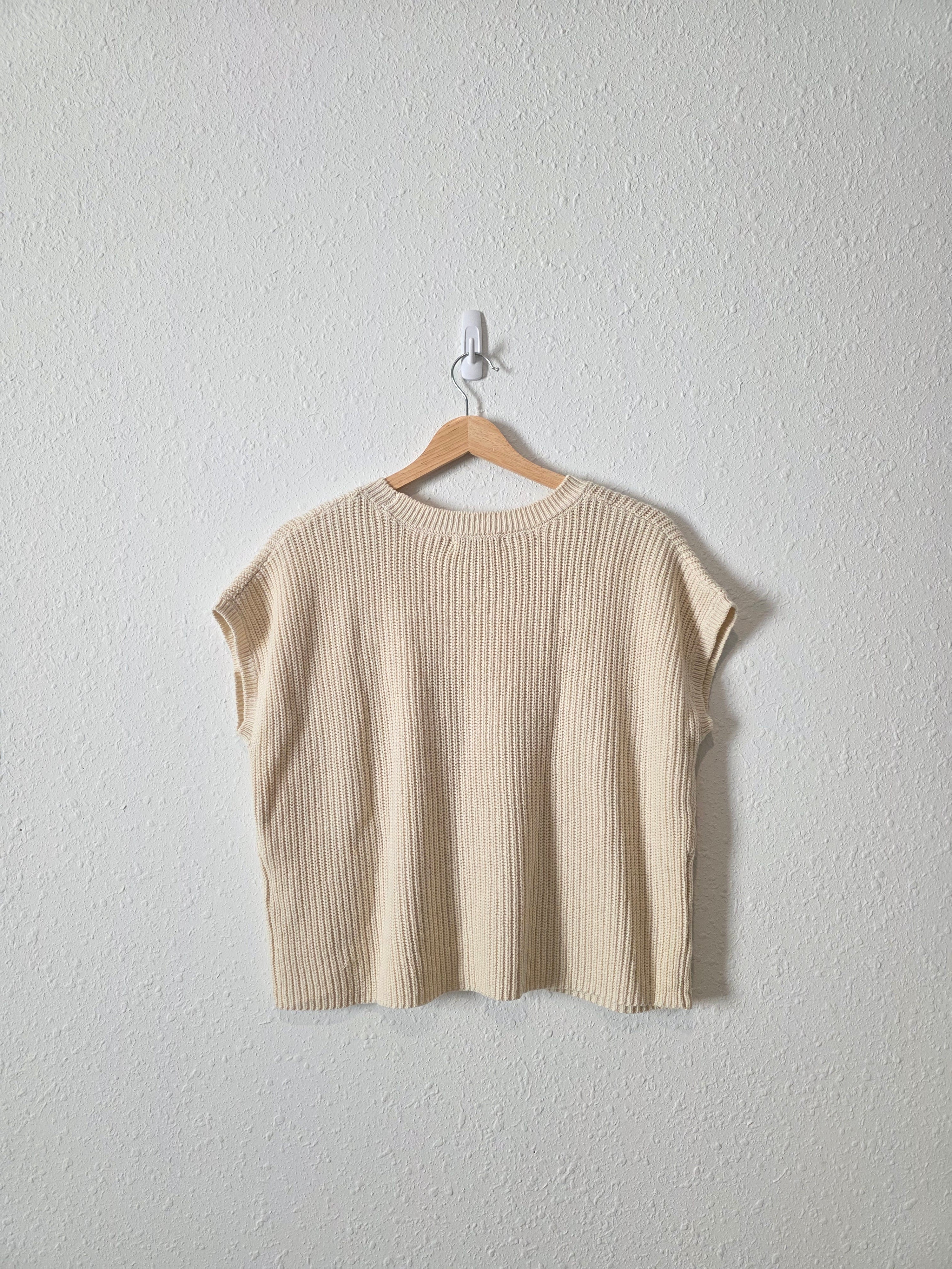 Cream Ribbed Knit Top (M)