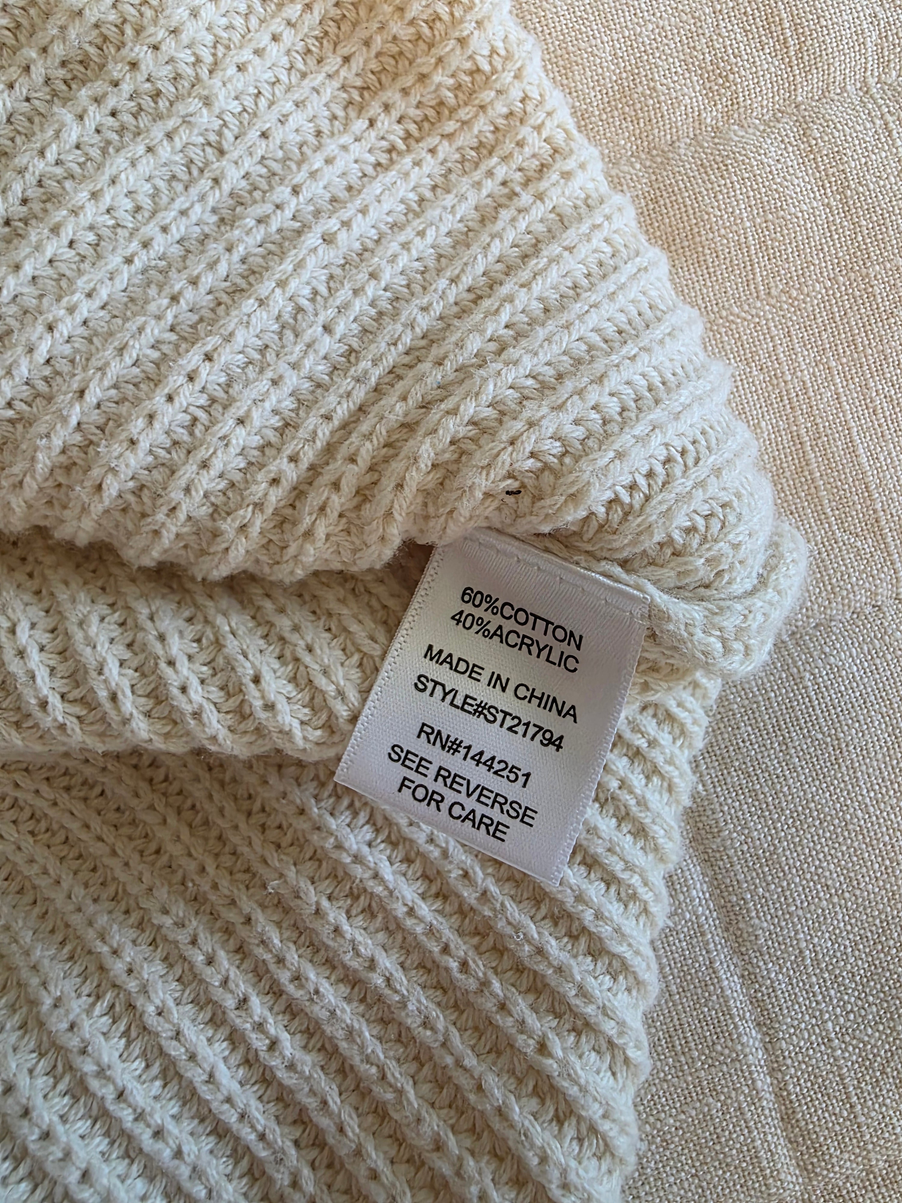 Cream Ribbed Knit Top (M)