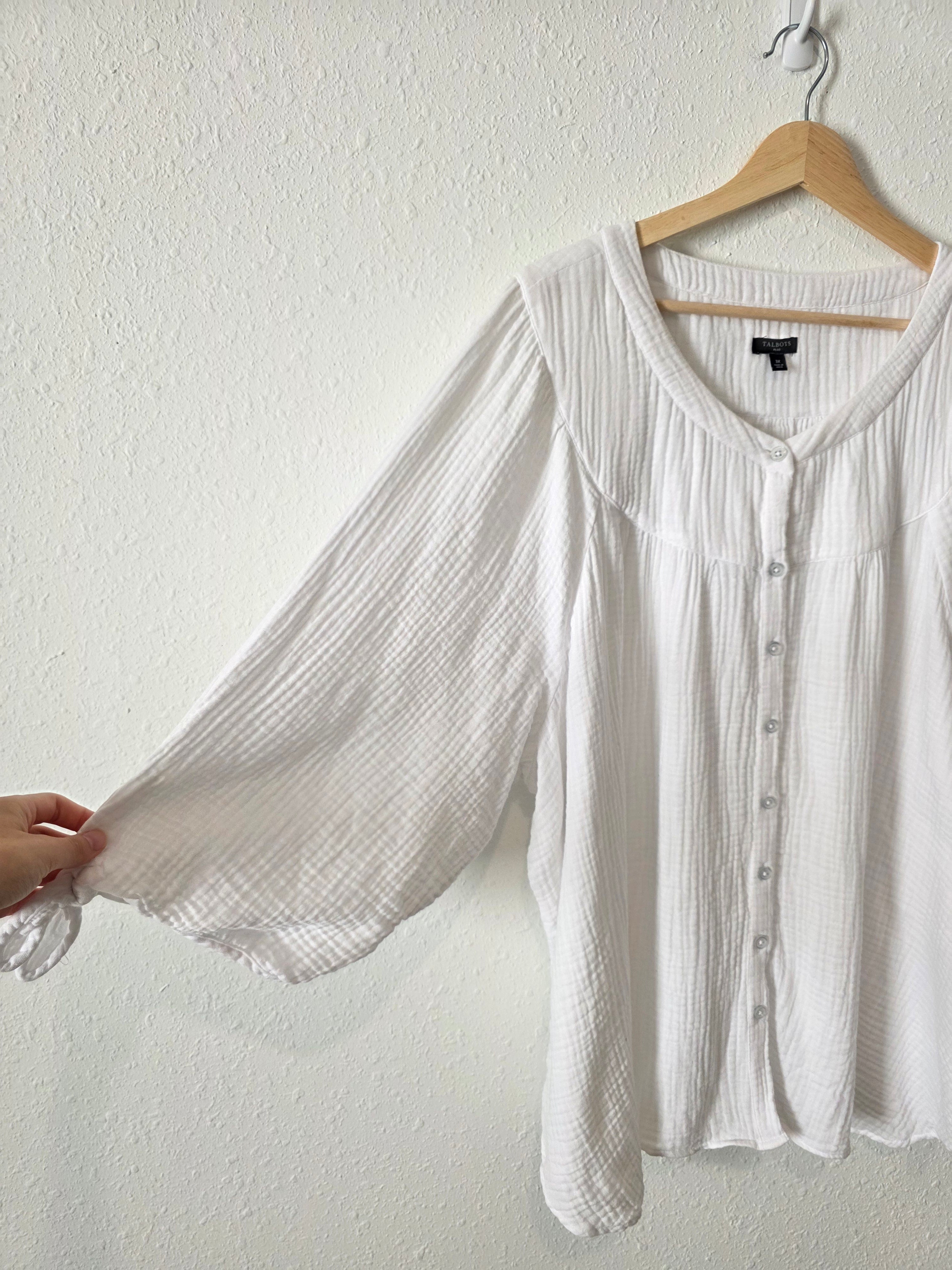 White Cotton Gauze Top (3X)