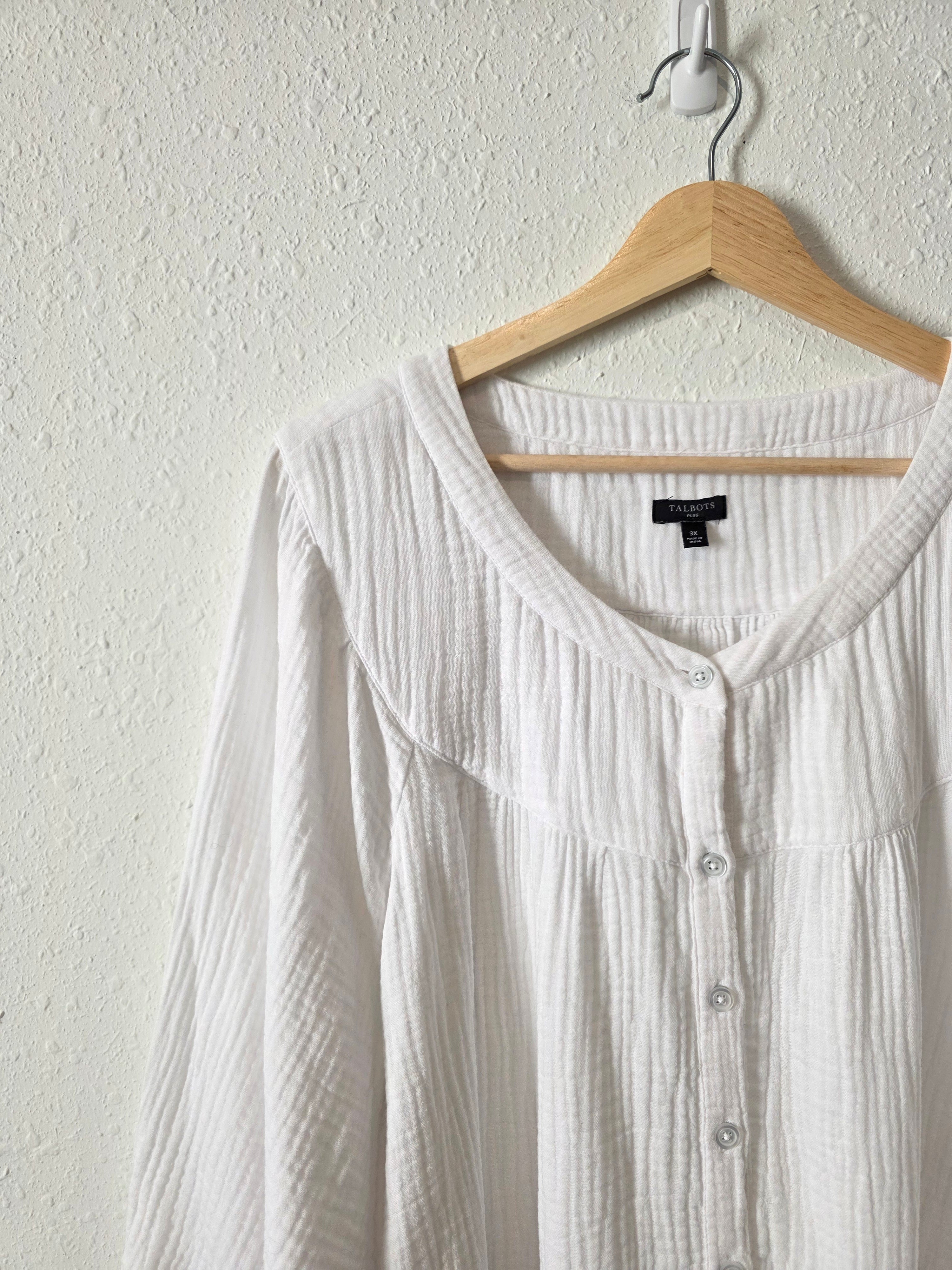 White Cotton Gauze Top (3X)