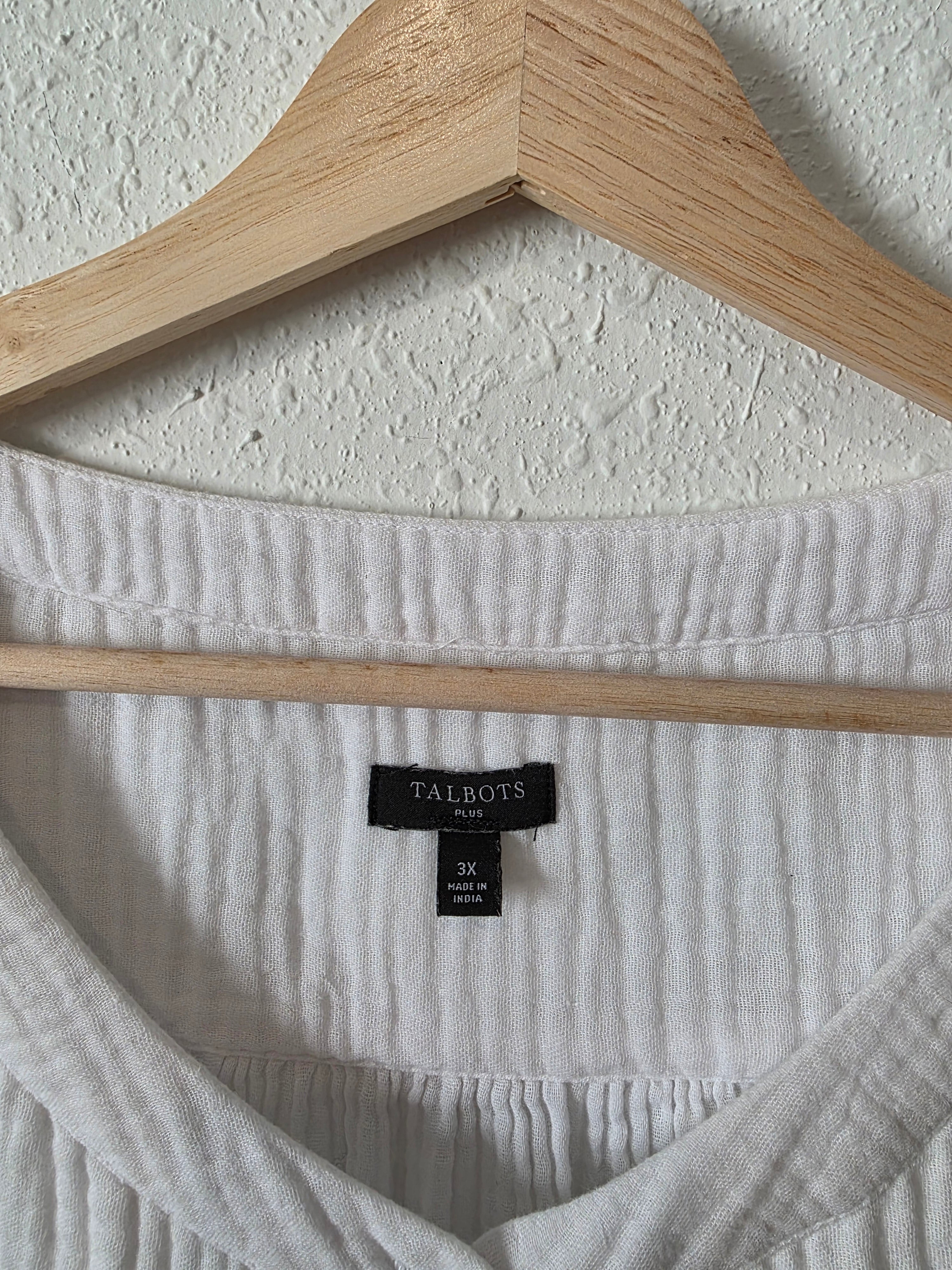White Cotton Gauze Top (3X)