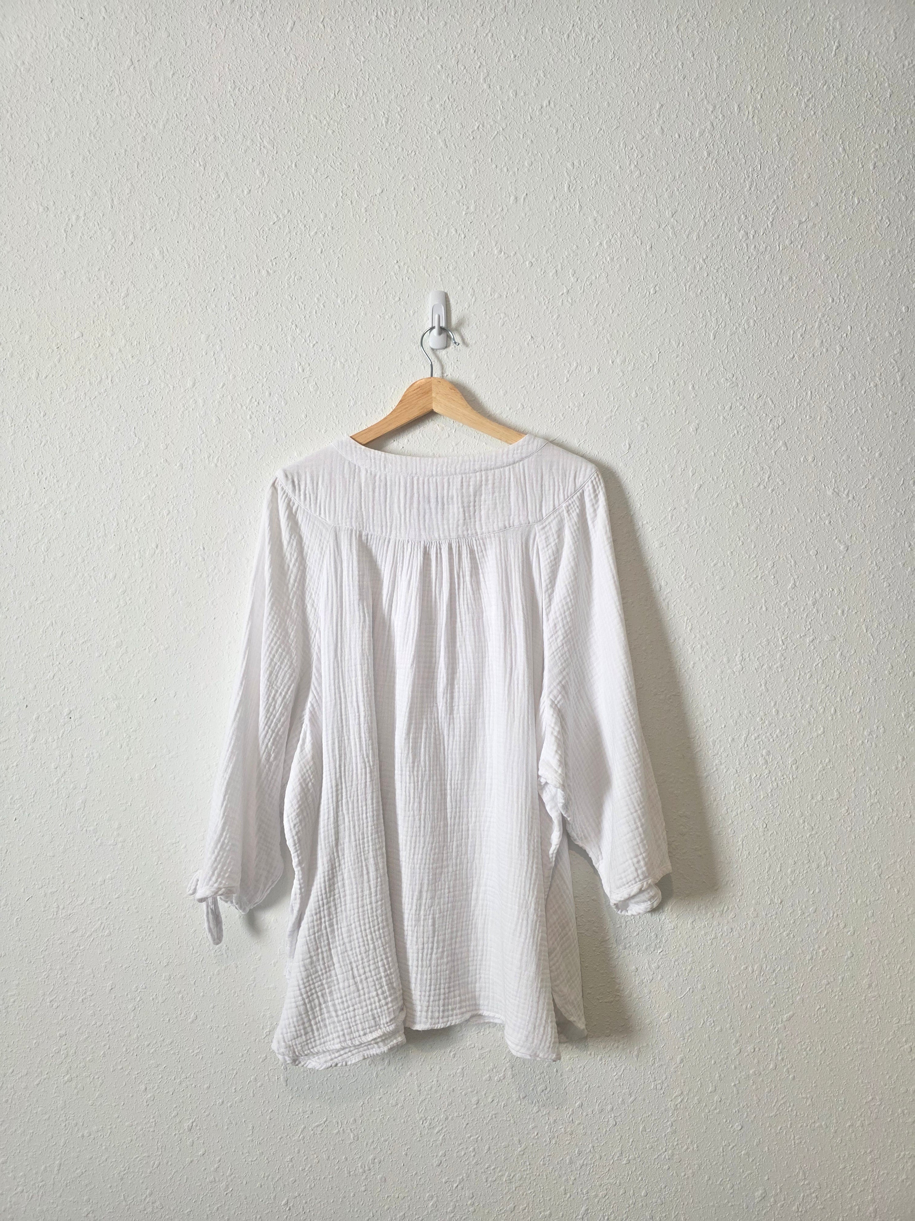 White Cotton Gauze Top (3X)