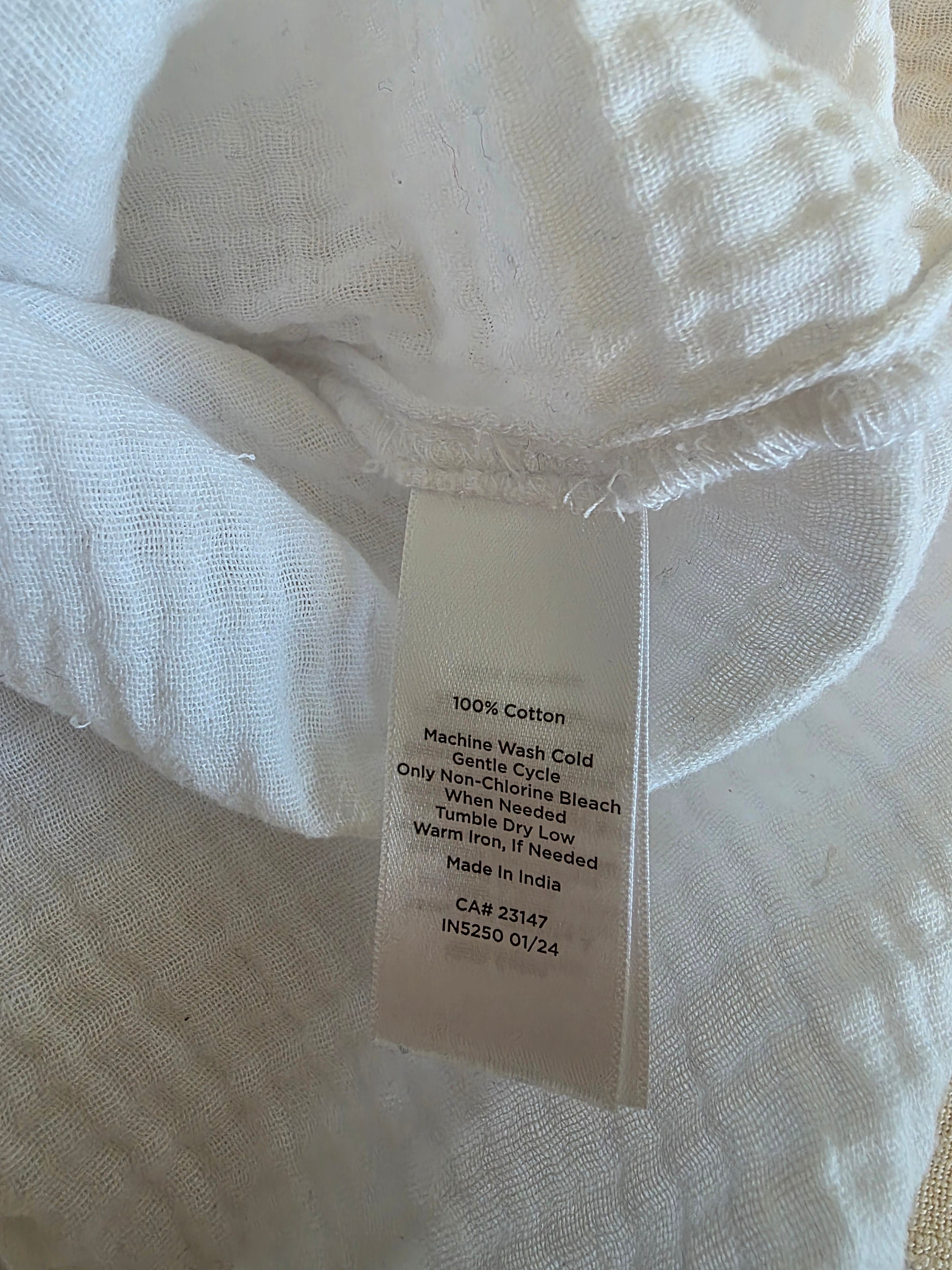 White Cotton Gauze Top (3X)