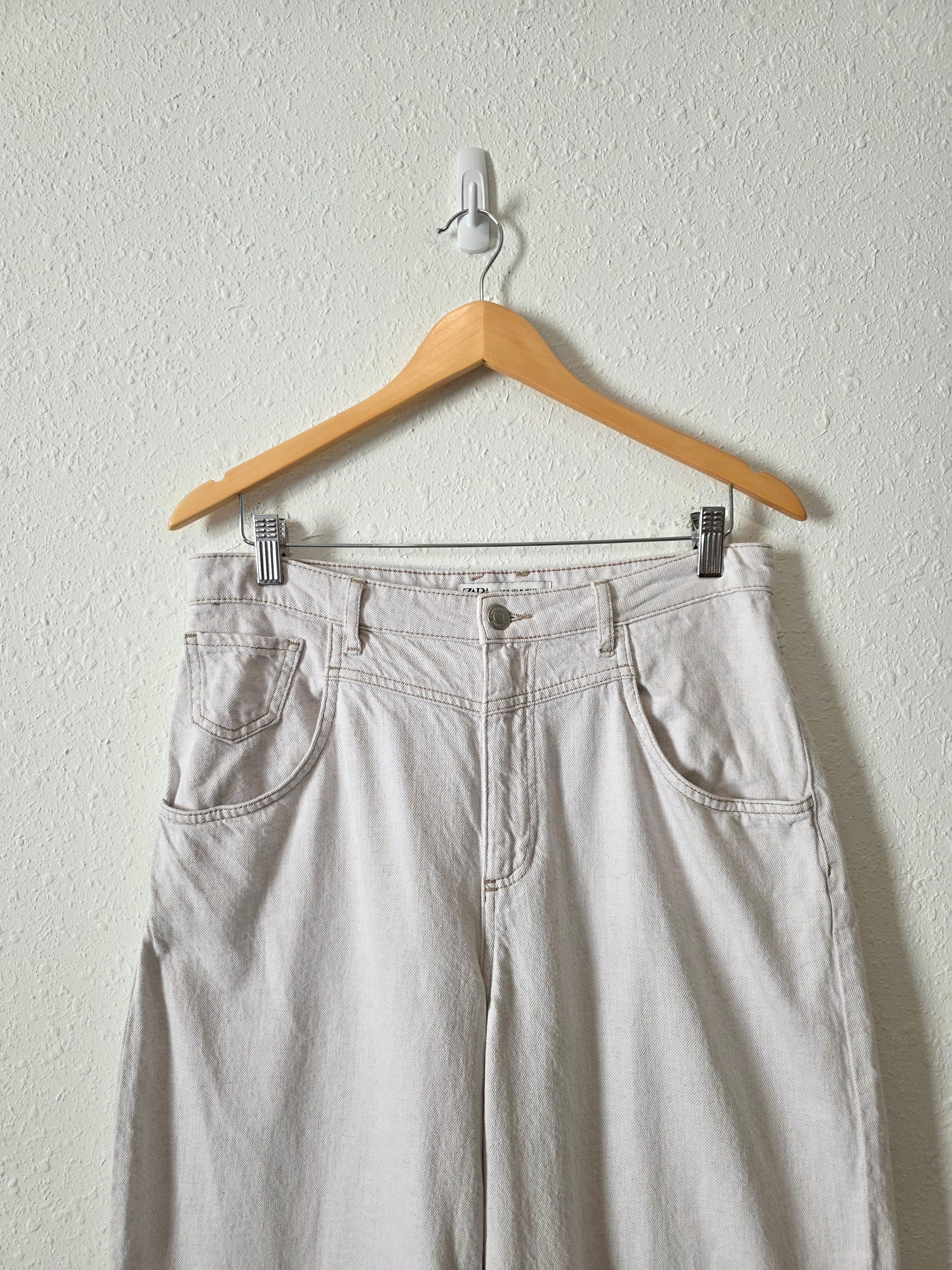 Zara Wide Leg Linen Blend Jeans (M)