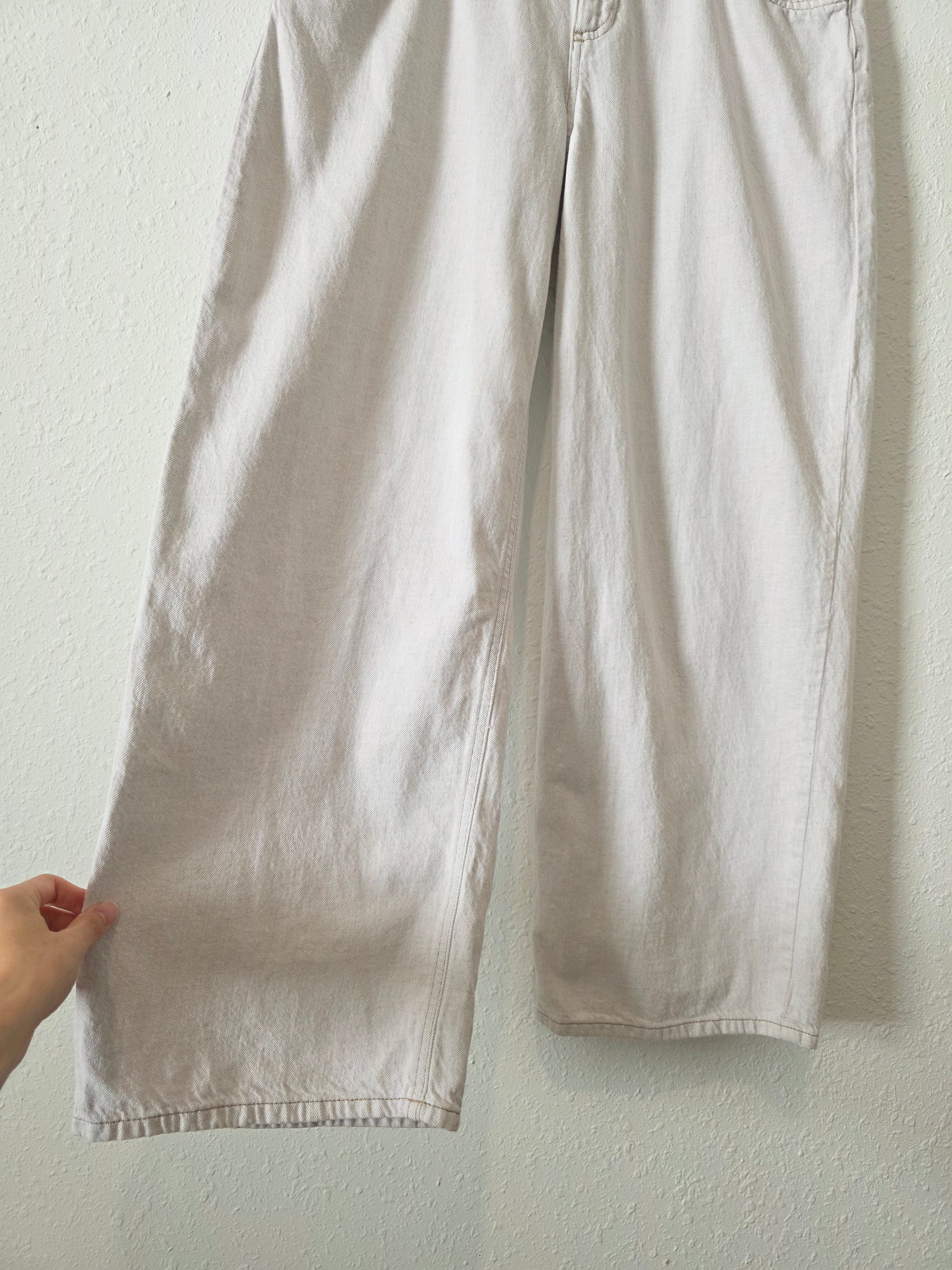 Zara Wide Leg Linen Blend Jeans (M)