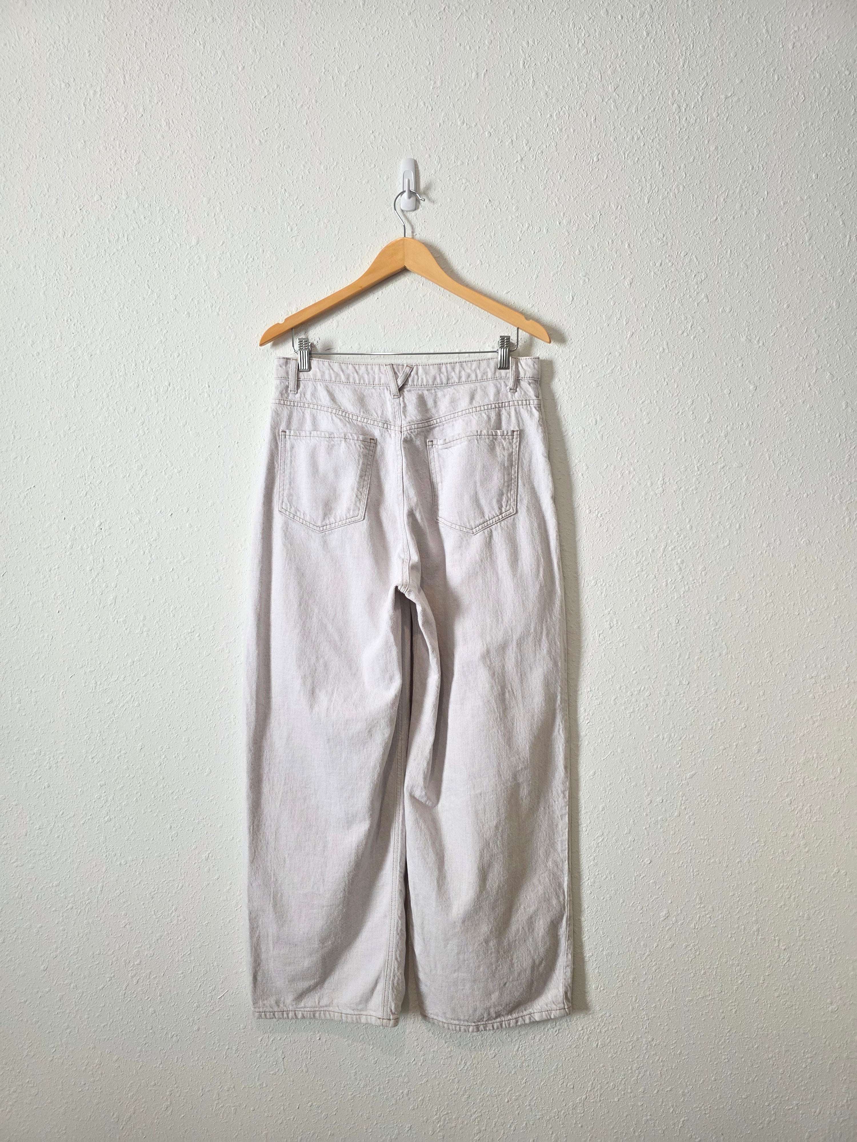 Zara Wide Leg Linen Blend Jeans (M)