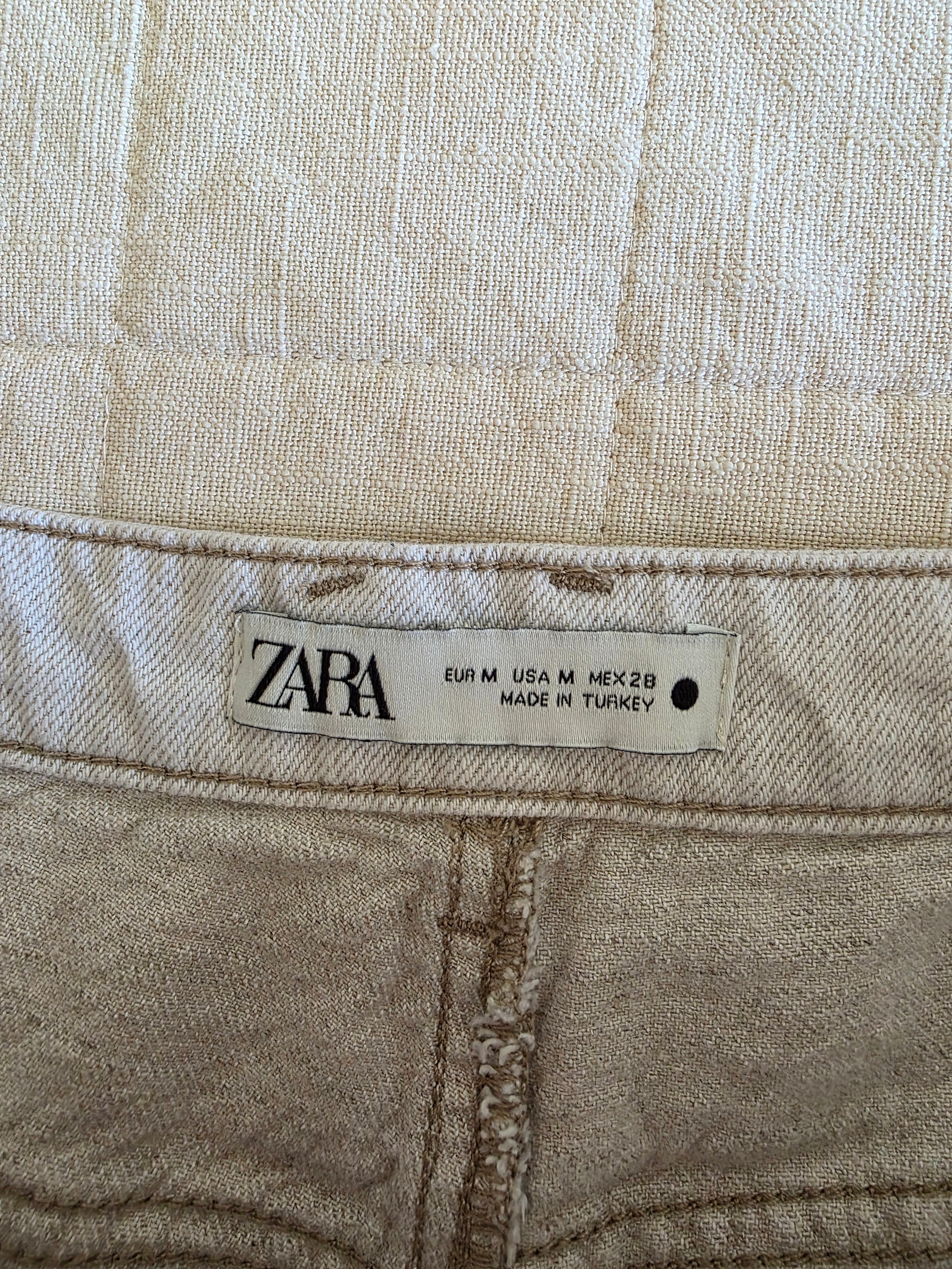 Zara Wide Leg Linen Blend Jeans (M)
