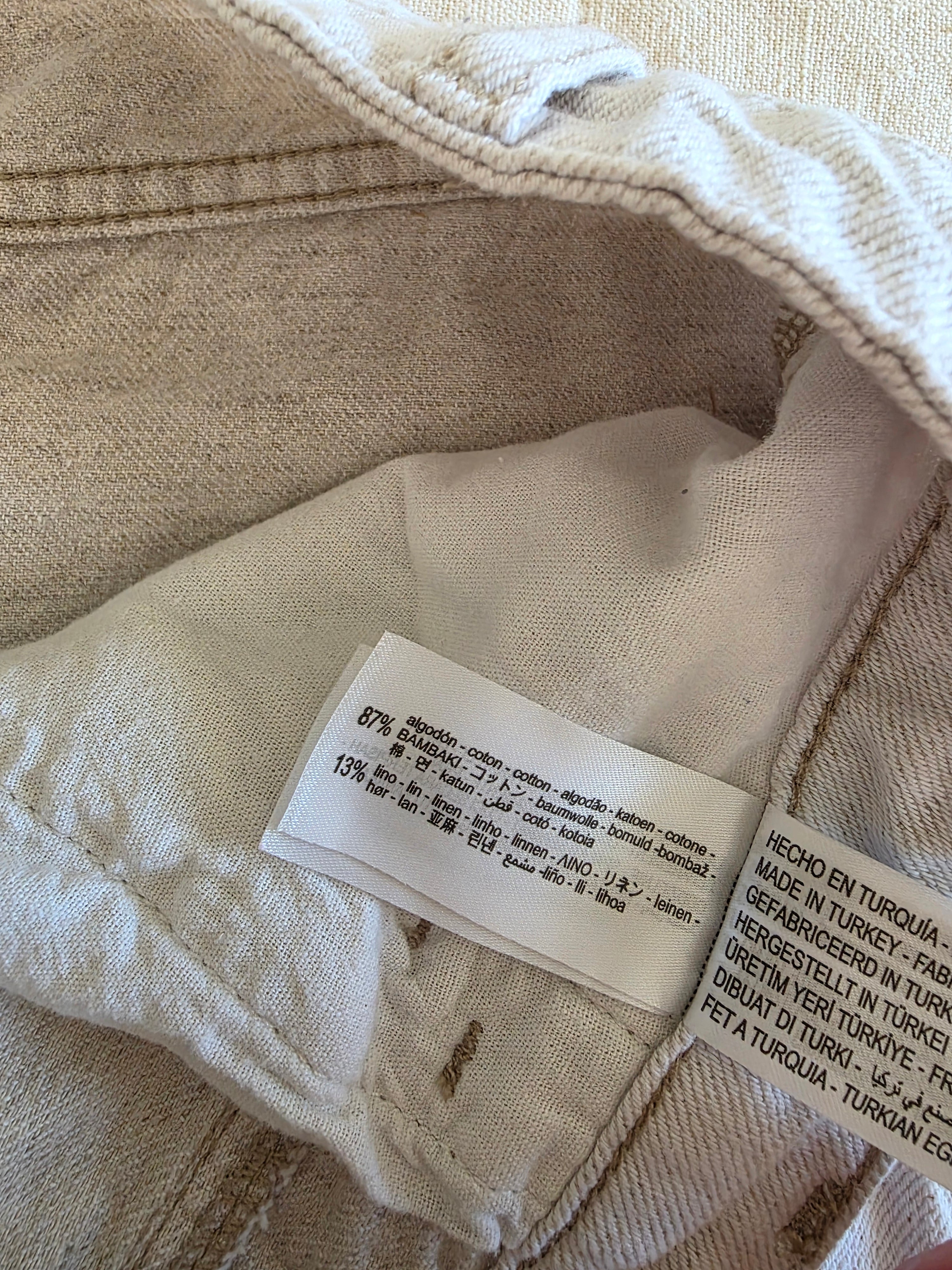 Zara Wide Leg Linen Blend Jeans (M)