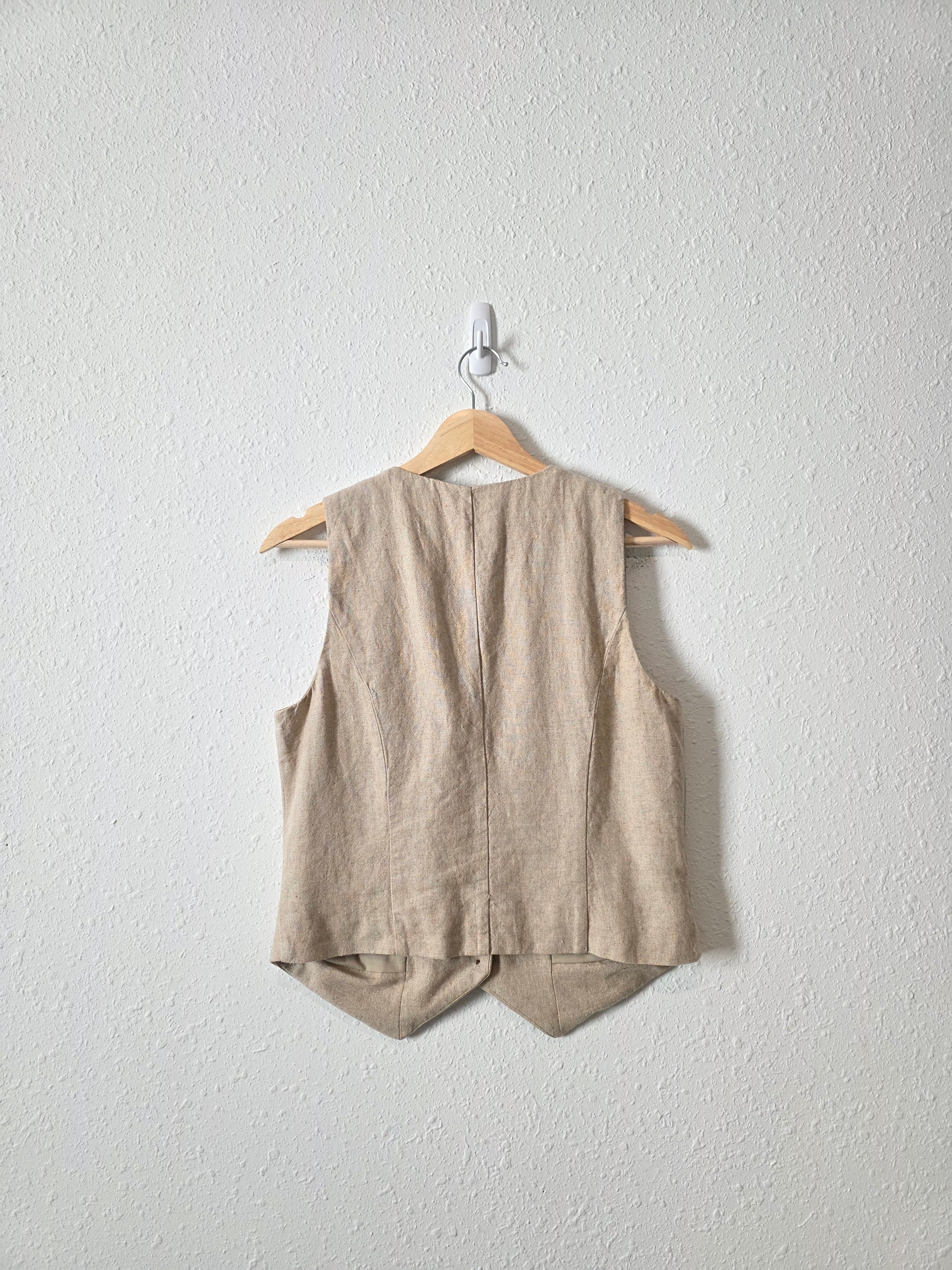 Linen Blend Button Up Vest (S)
