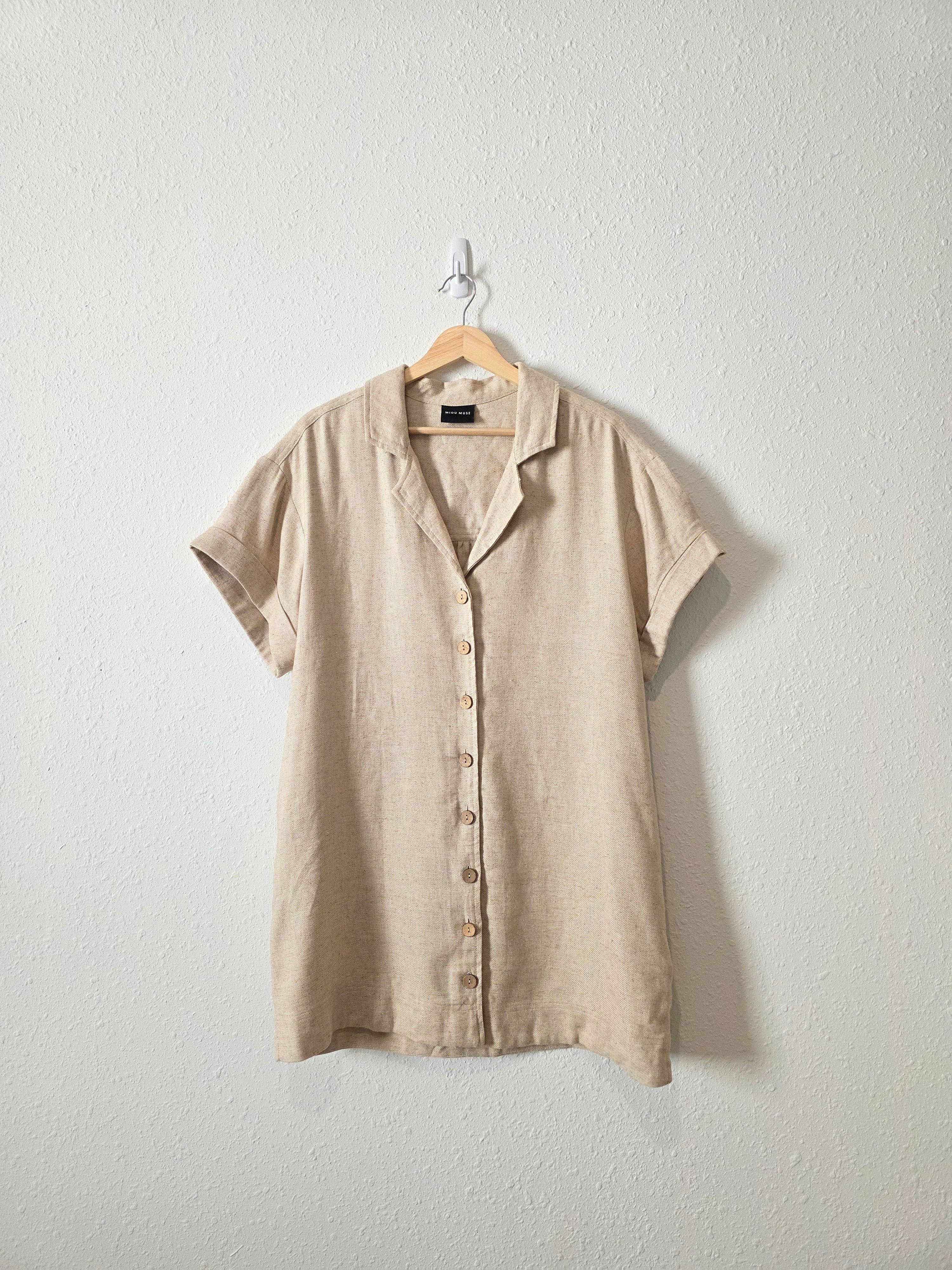 Miou Muse Oat Linen Blend Dress (M)