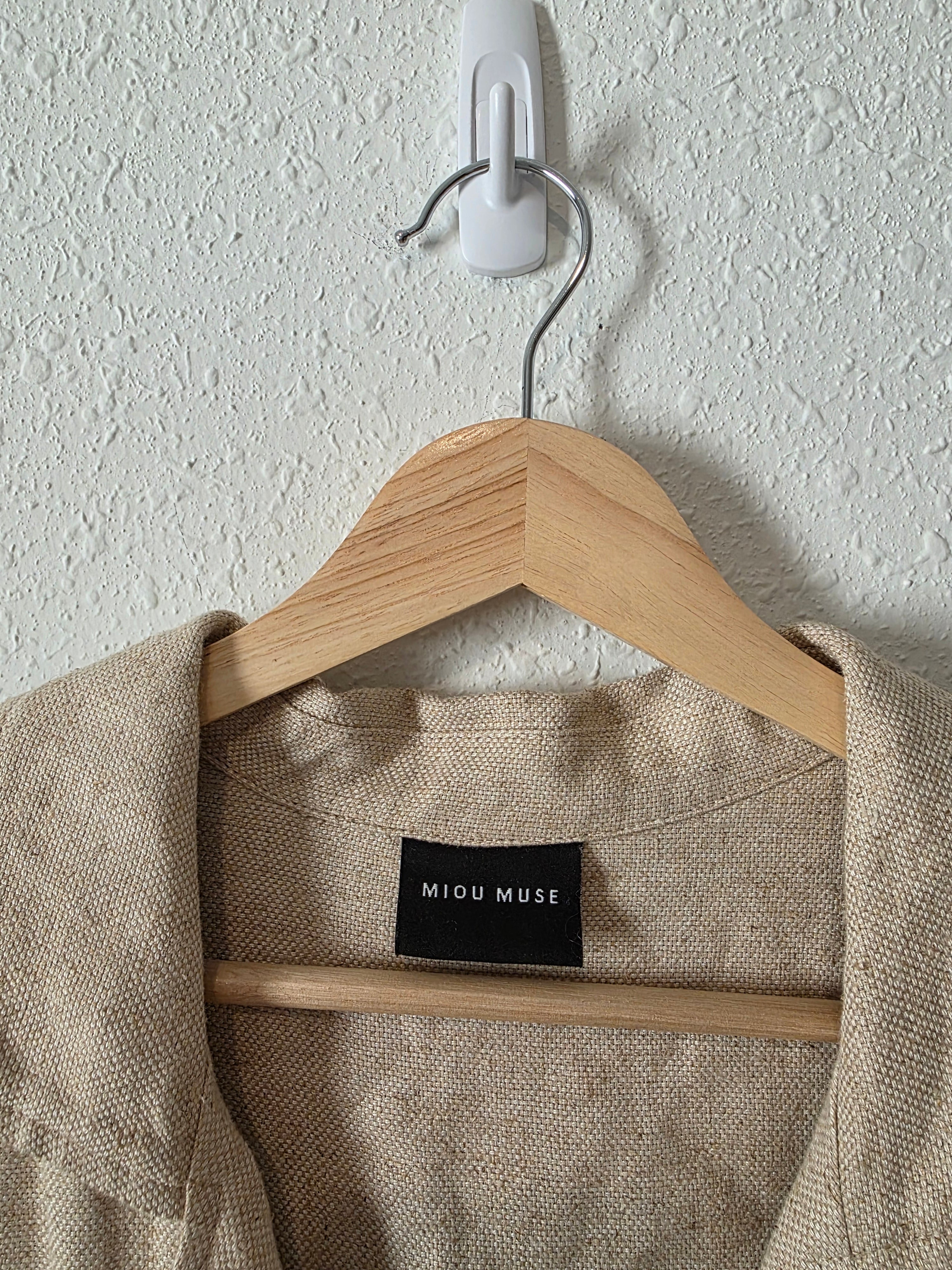 Miou Muse Oat Linen Blend Dress (M)