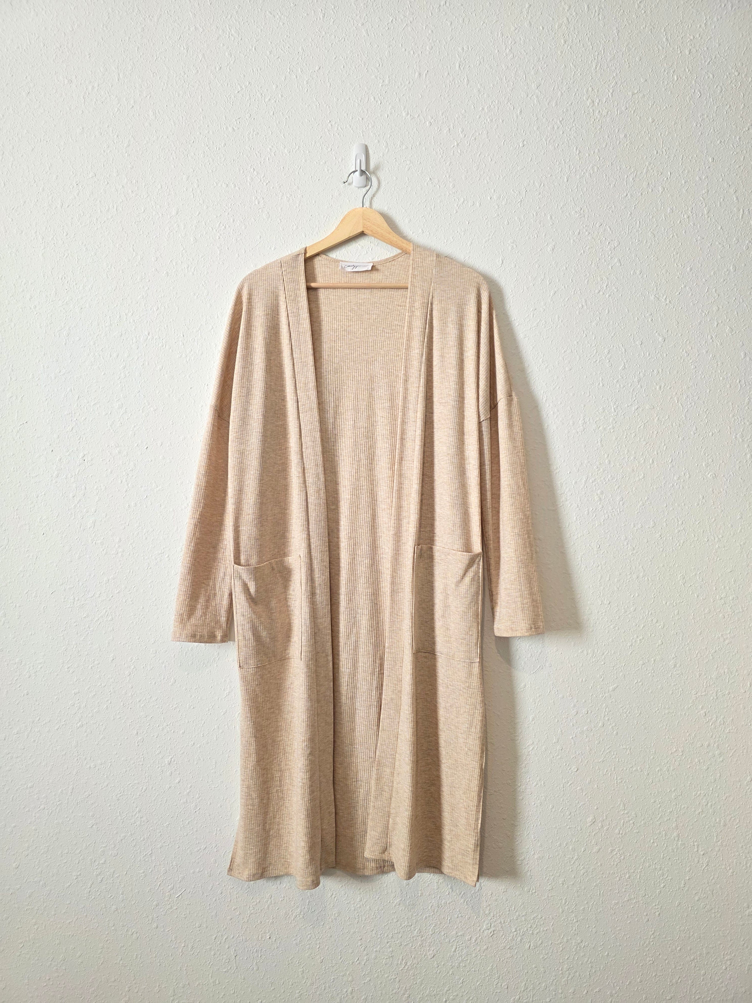 Carly Jean Long Ribbed Cardigan (S)