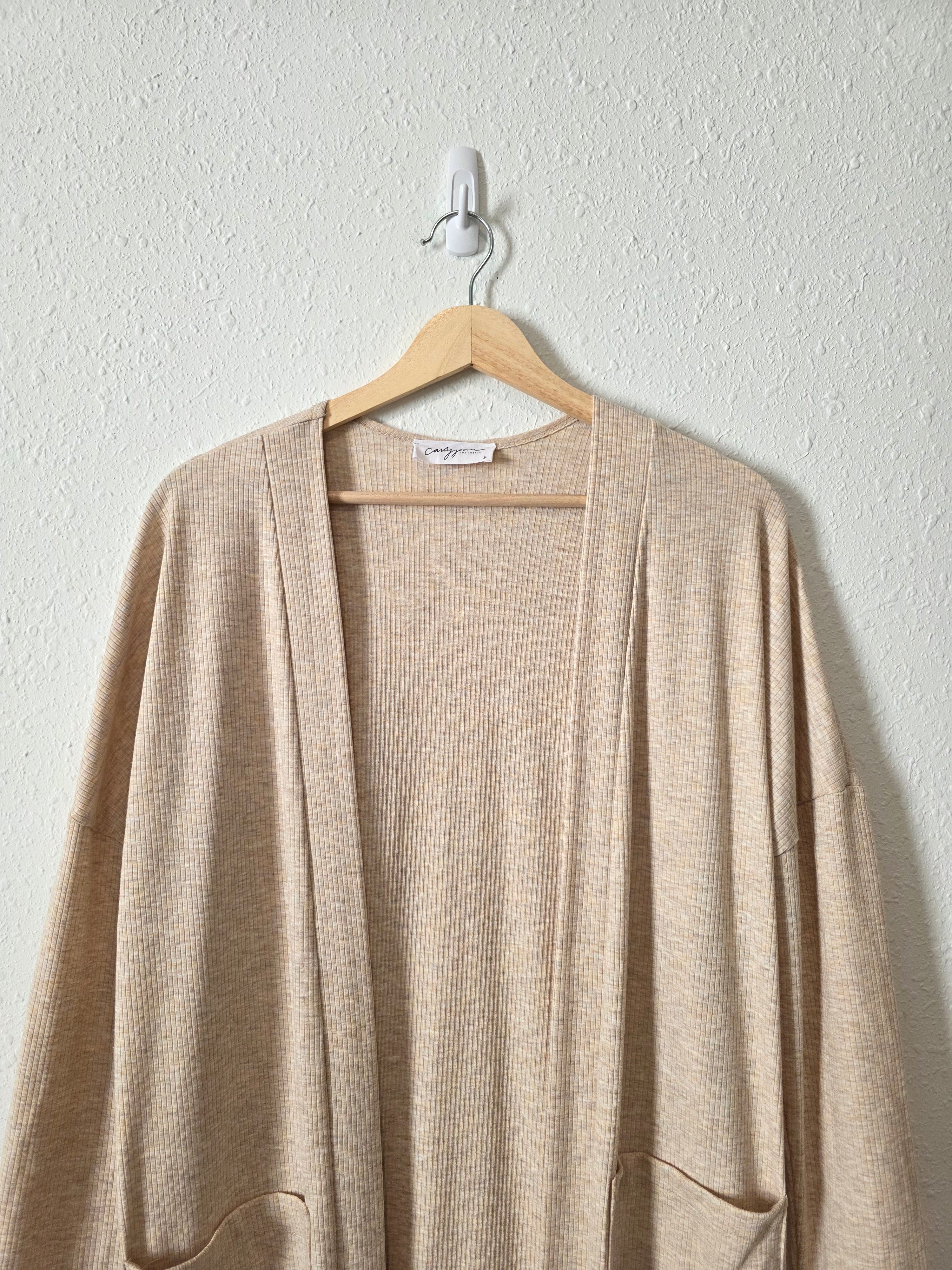 Carly Jean Long Ribbed Cardigan (S)