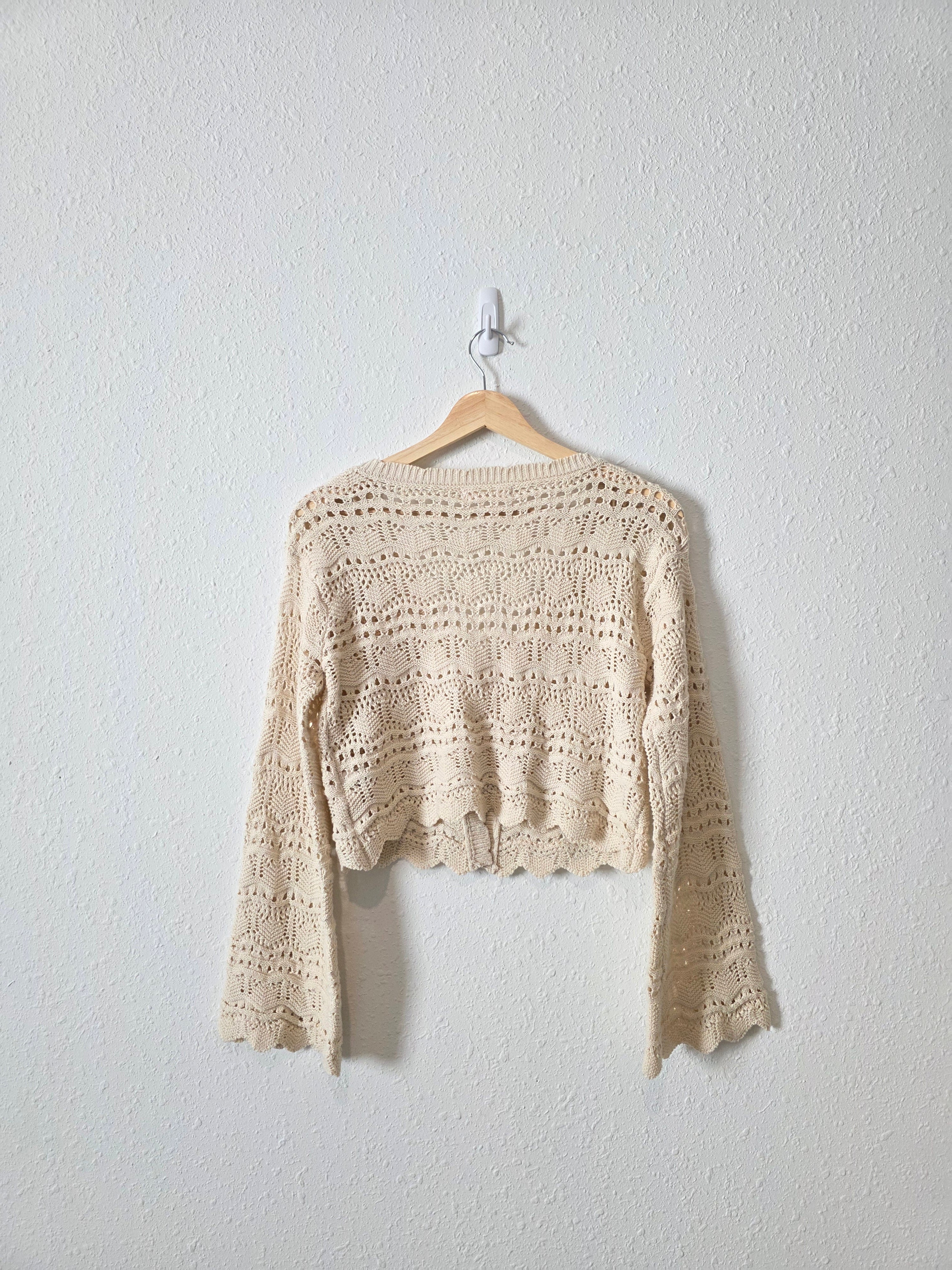 Crochet Tie Front Sweater (M)