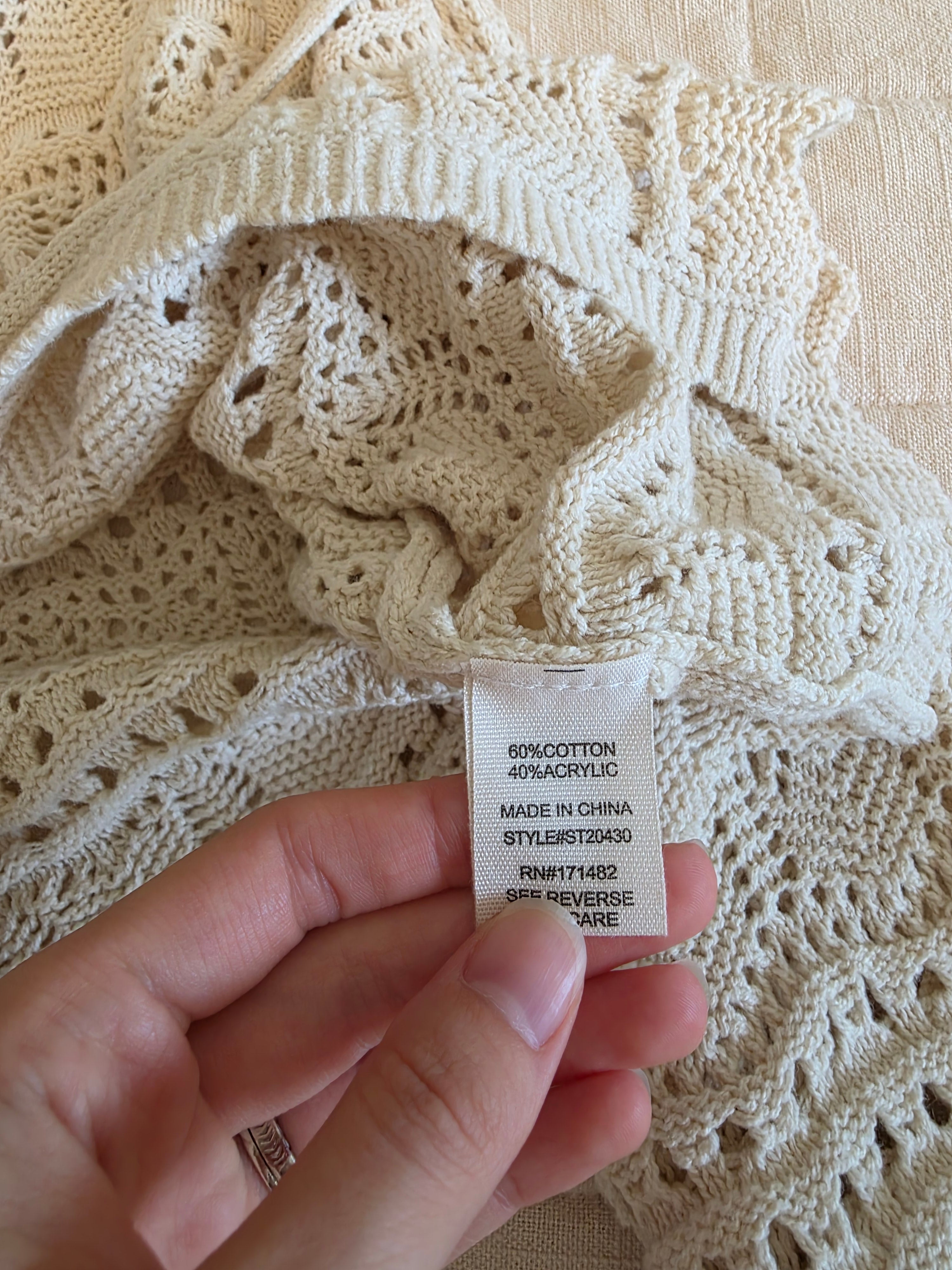 Crochet Tie Front Sweater (M)