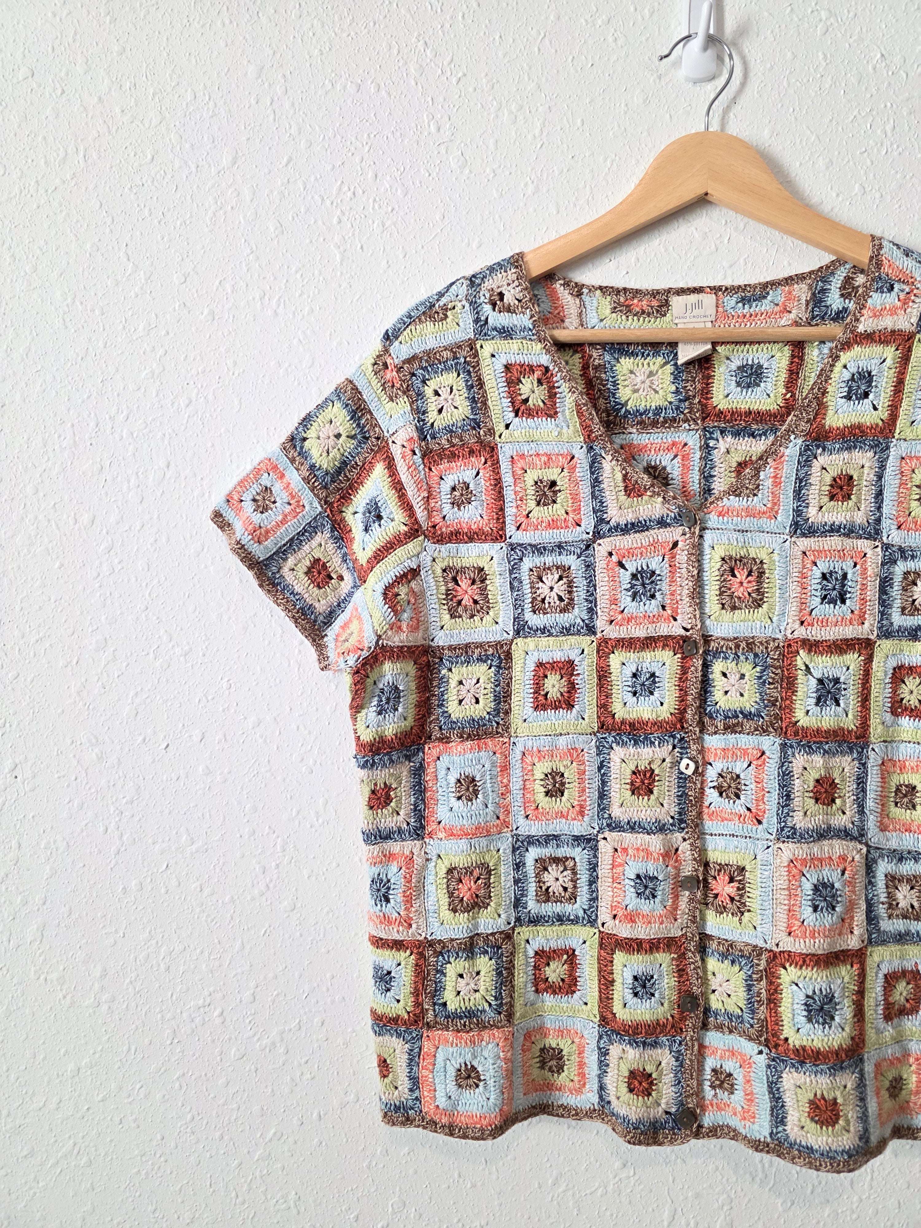 Vintage J.Jill Linen Crochet Top (L)