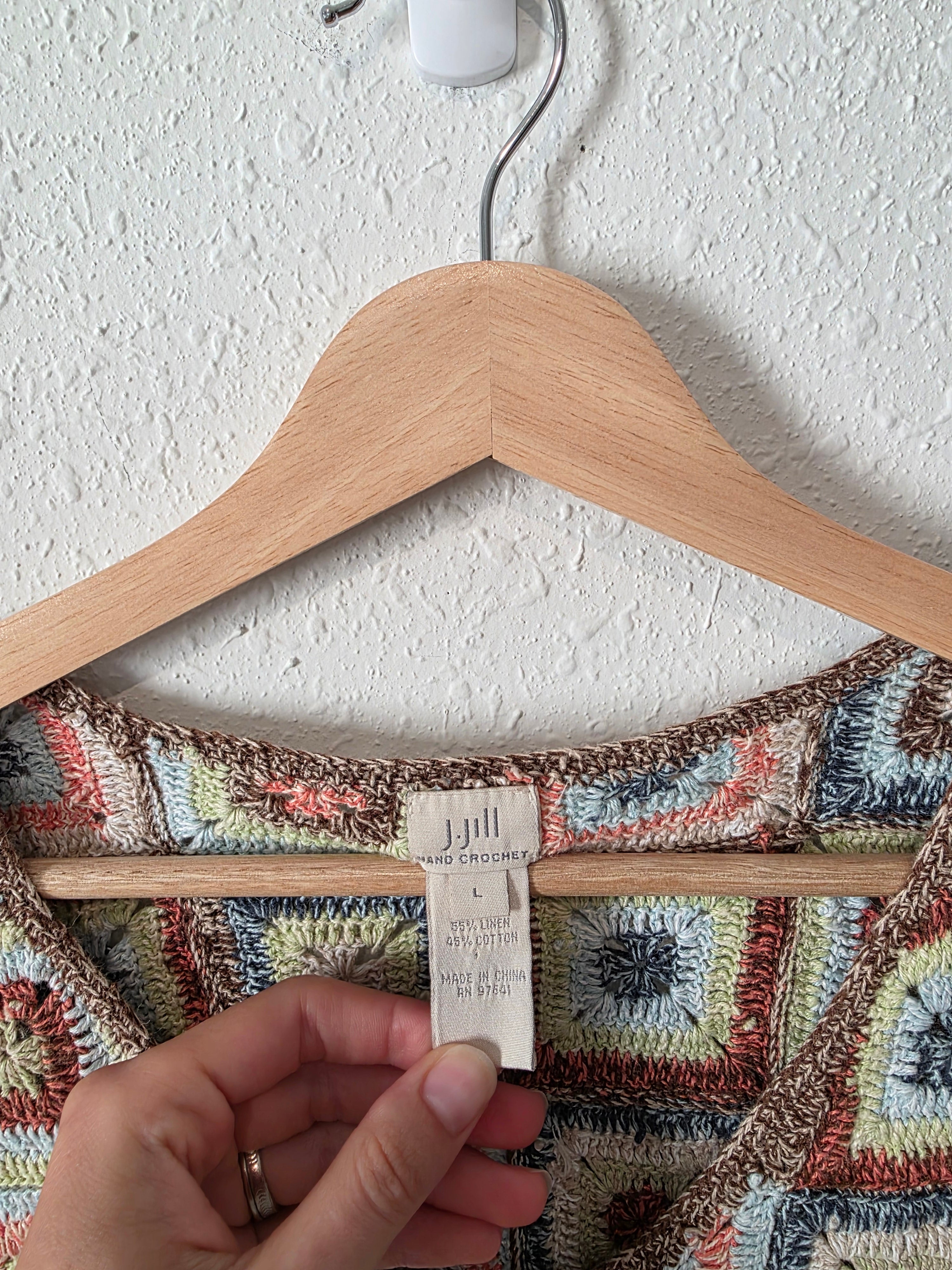 Vintage J.Jill Linen Crochet Top (L)