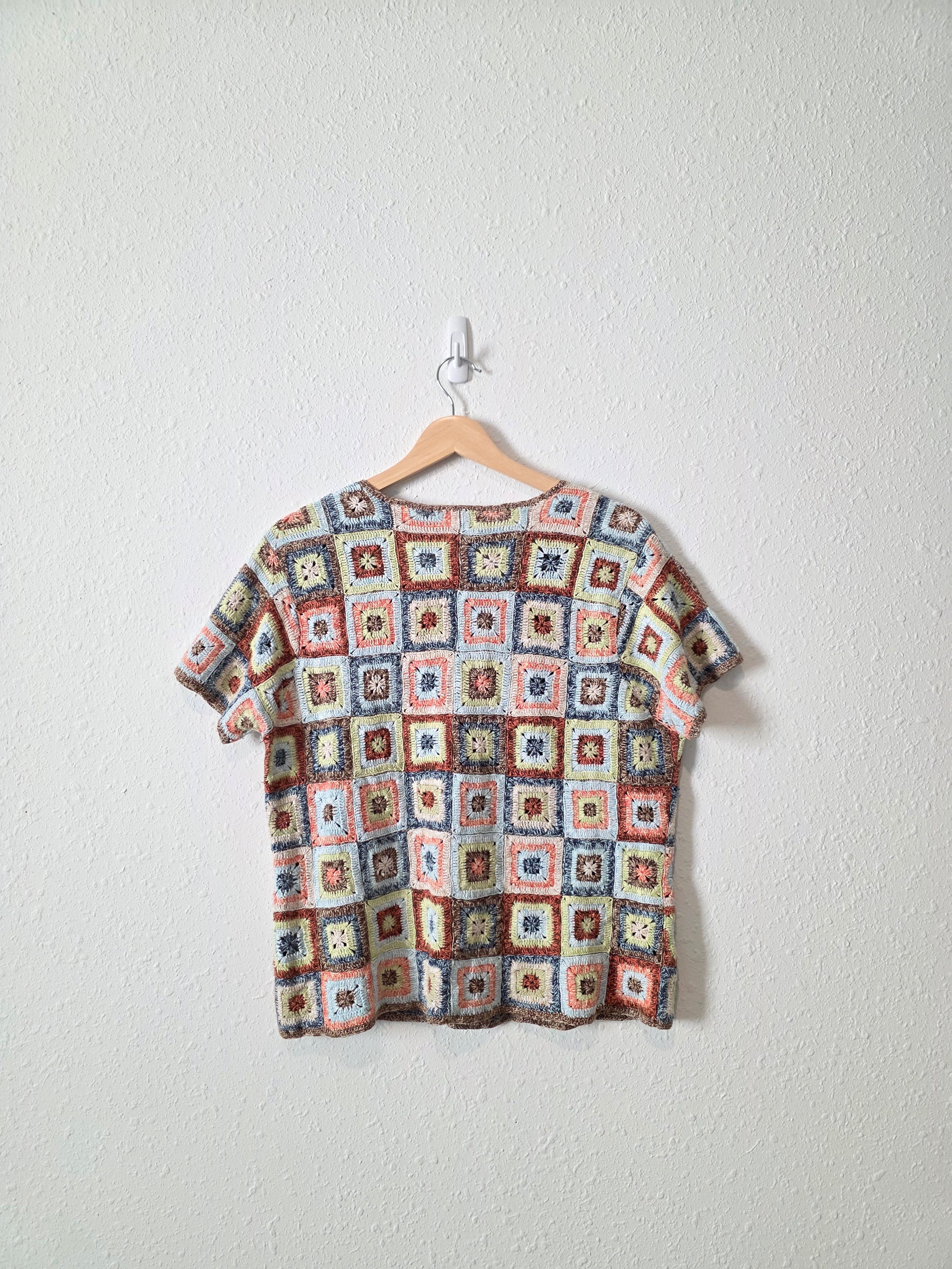 Vintage J.Jill Linen Crochet Top (L)